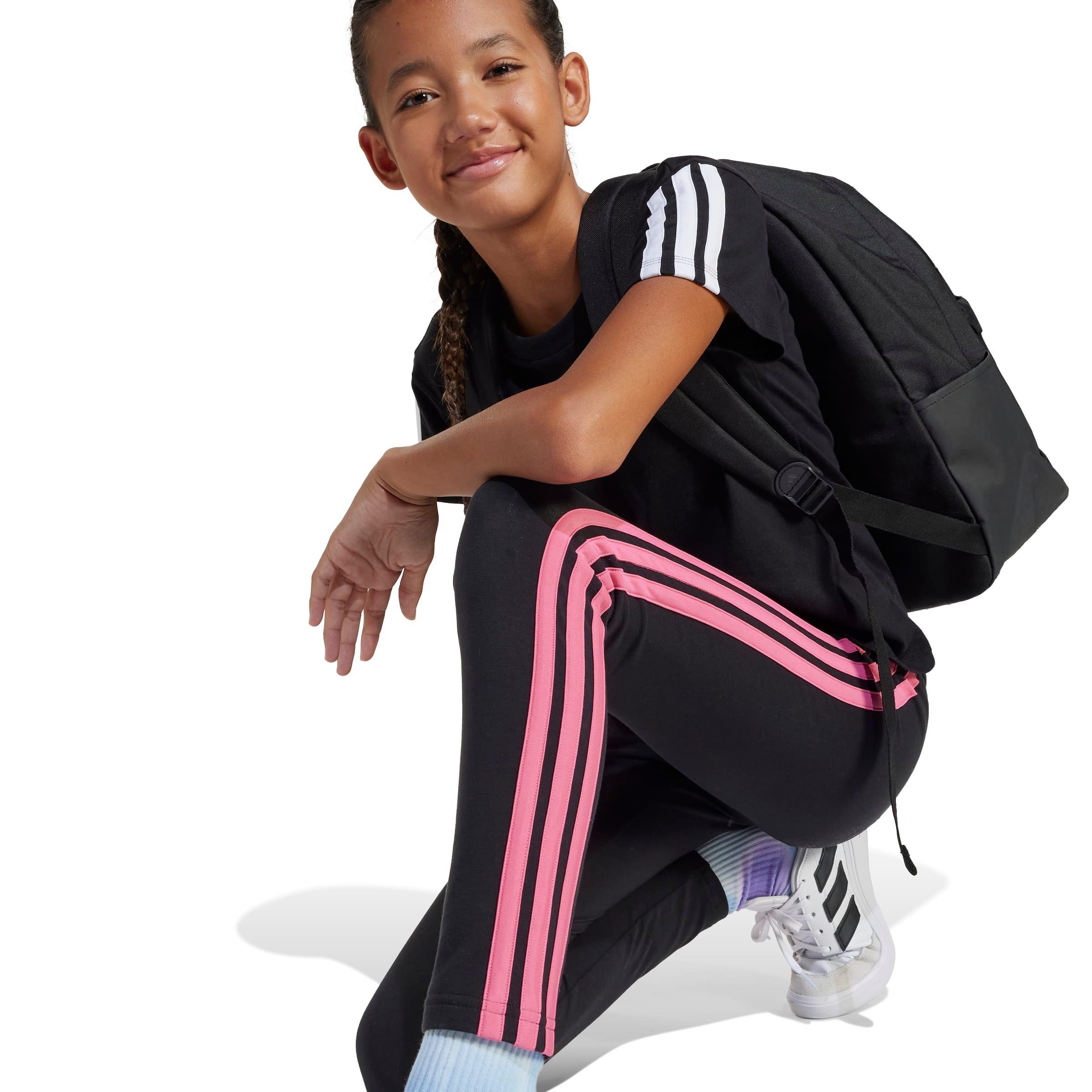 Black/Pink - adidas - Girls Essentials 3-Stripes Leggings - 7