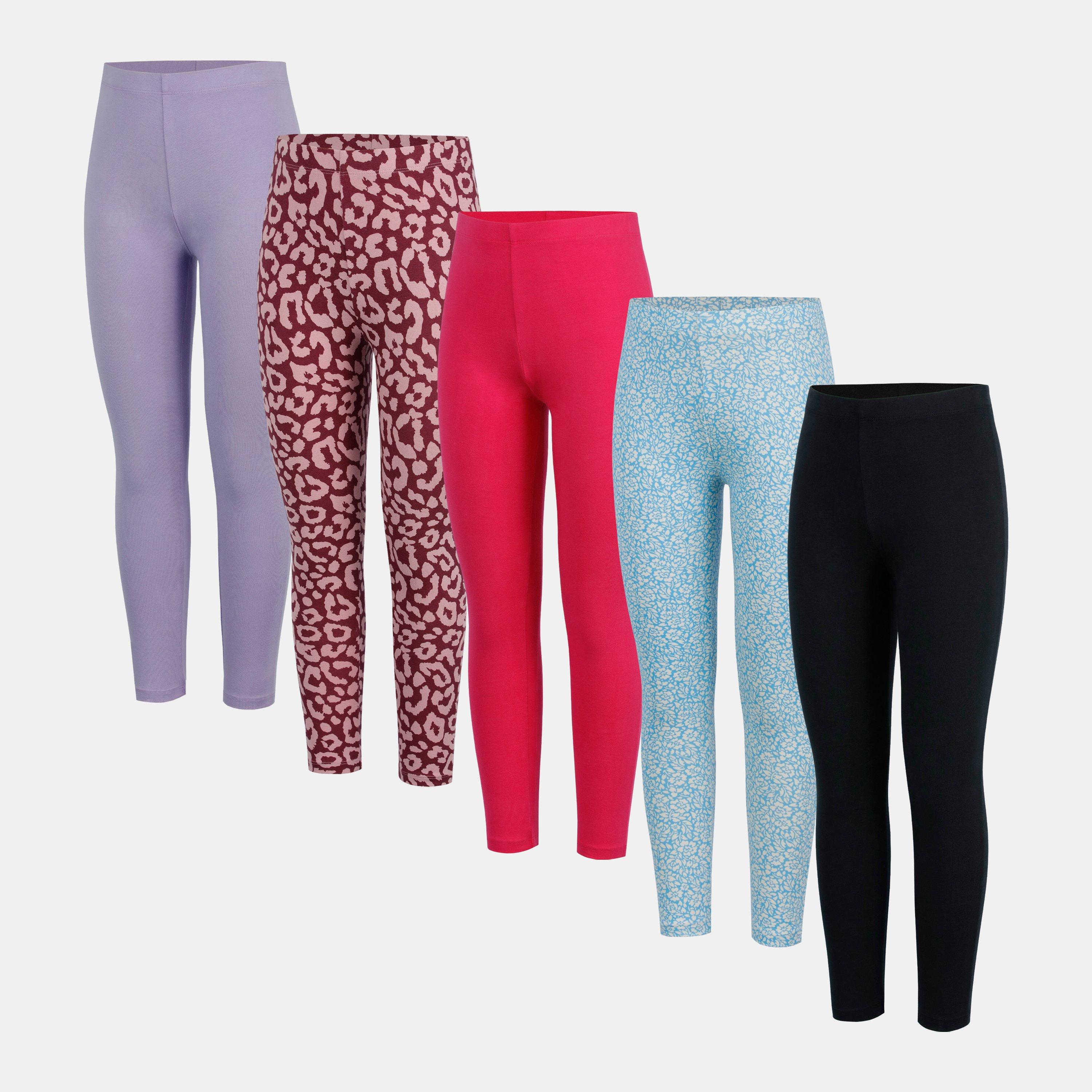Miso Girls Kids 5 Pack Leggings - Black/Pink - 9-10 (M)