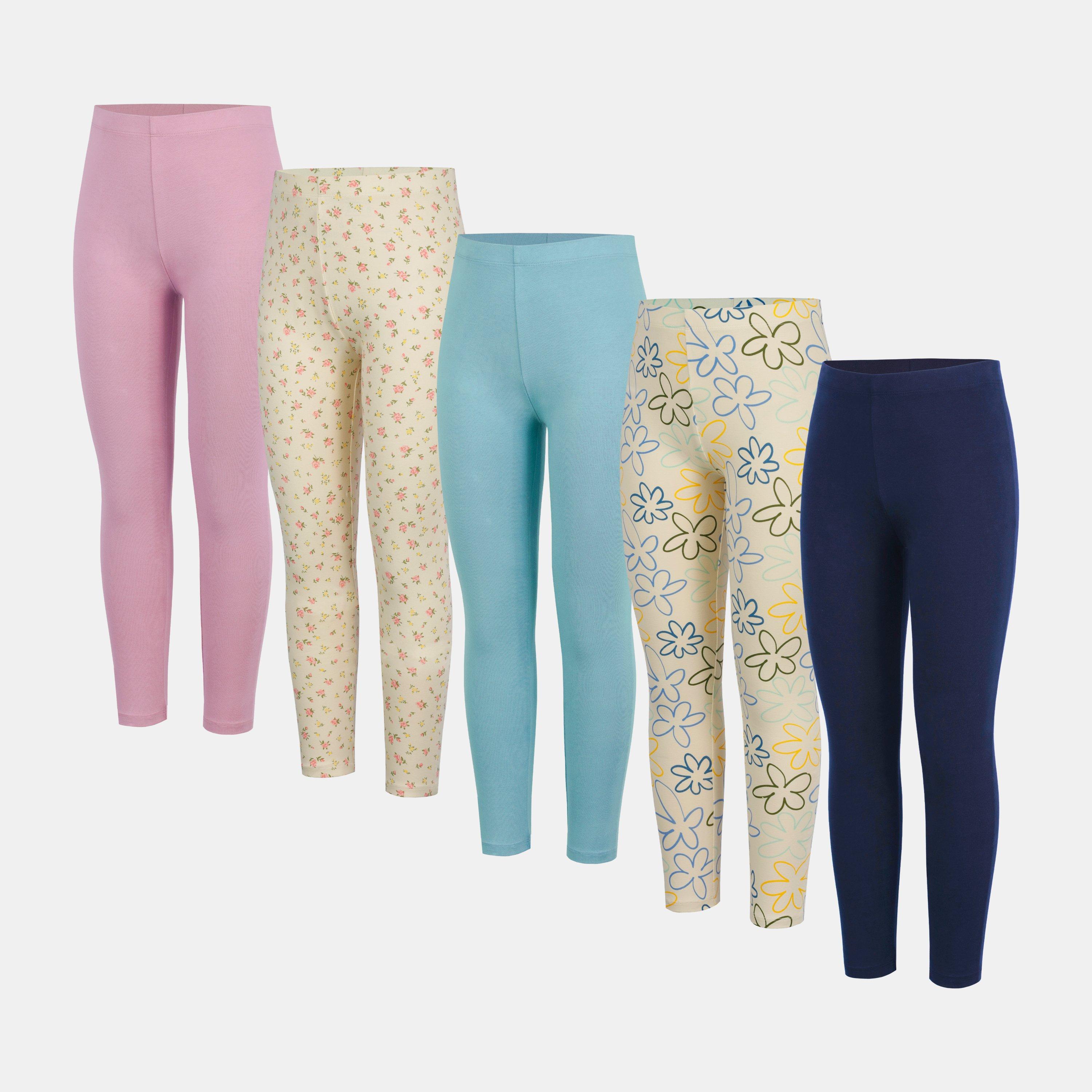 Miso Girls Kids 5 Pack Leggings - Navy/Floral - 11-12 (L)