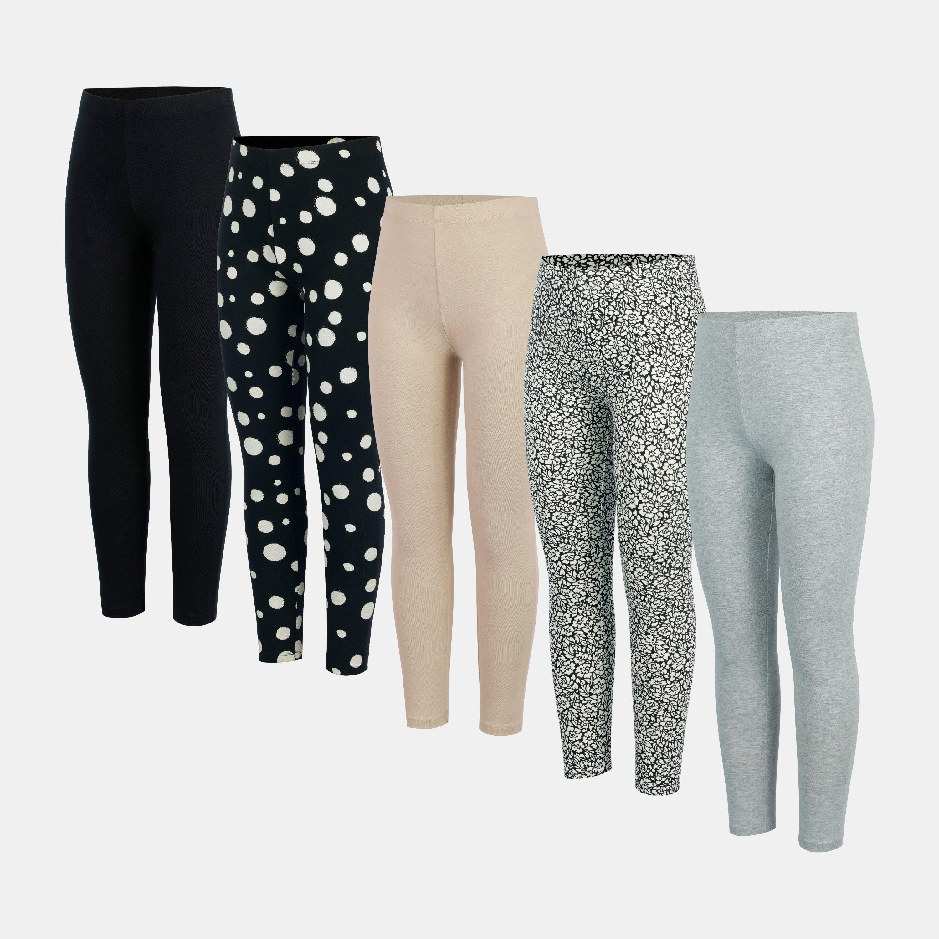 Miso Girls Kids 5 Pack Leggings - Black/Grey - 7-8 (S)
