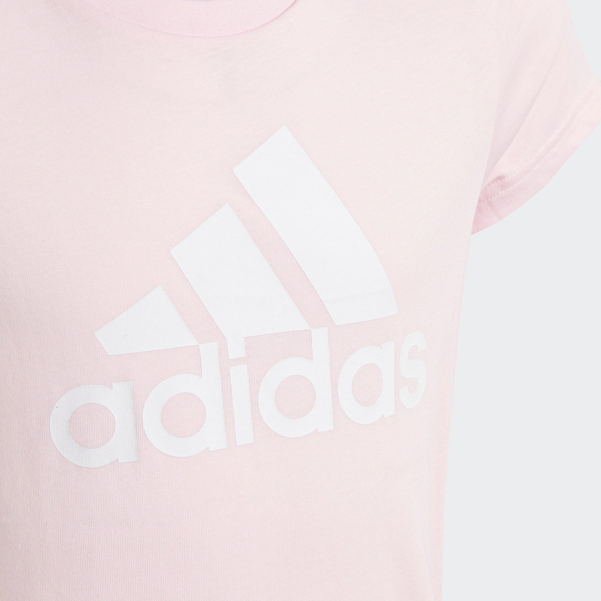 Clear Pink/Wht - adidas - Essentials Big Logo Junior Girls T Shirt - 3