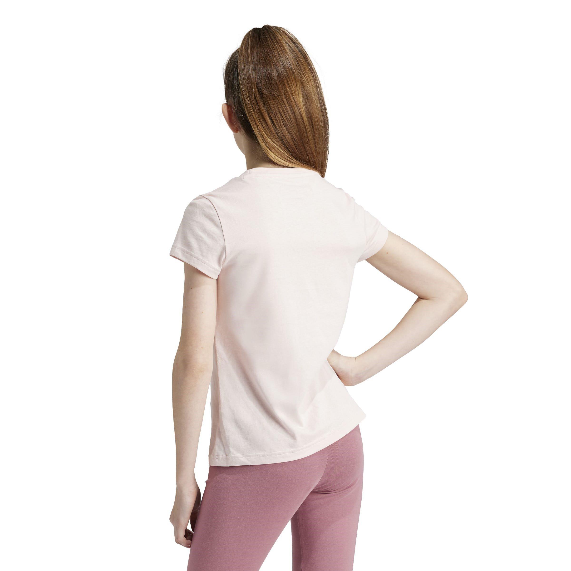 Sandy Pink/Wht - adidas - Essentials Big Logo Junior Girls T Shirt - 3