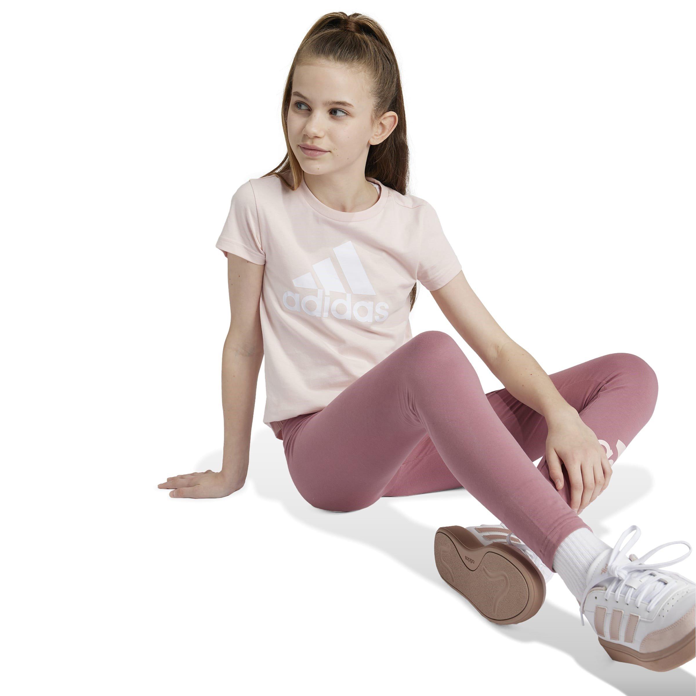 Sandy Pink/Wht - adidas - Essentials Big Logo Junior Girls T Shirt - 4