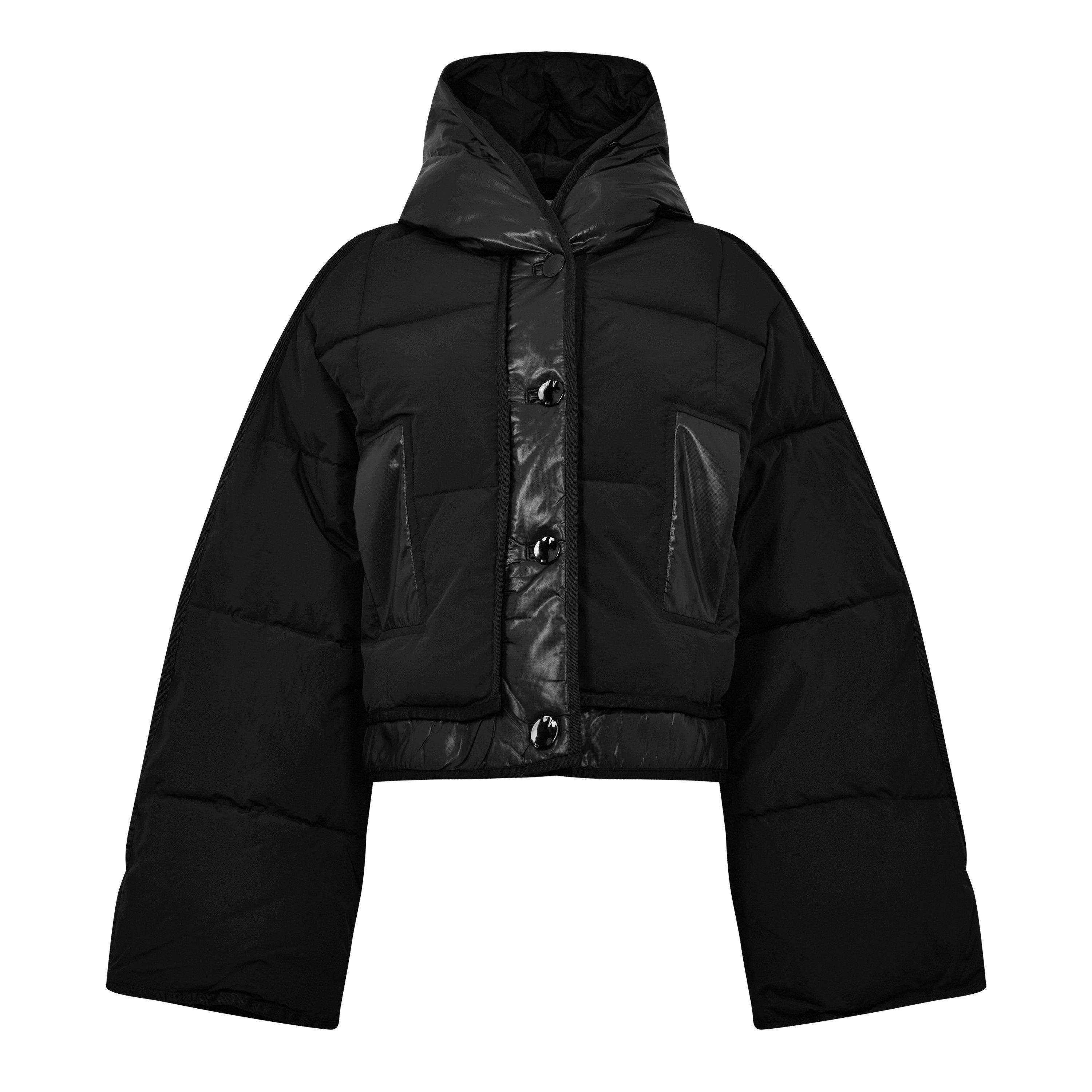 Black - Ganni - Short Hooded Puffer Jacket - 5