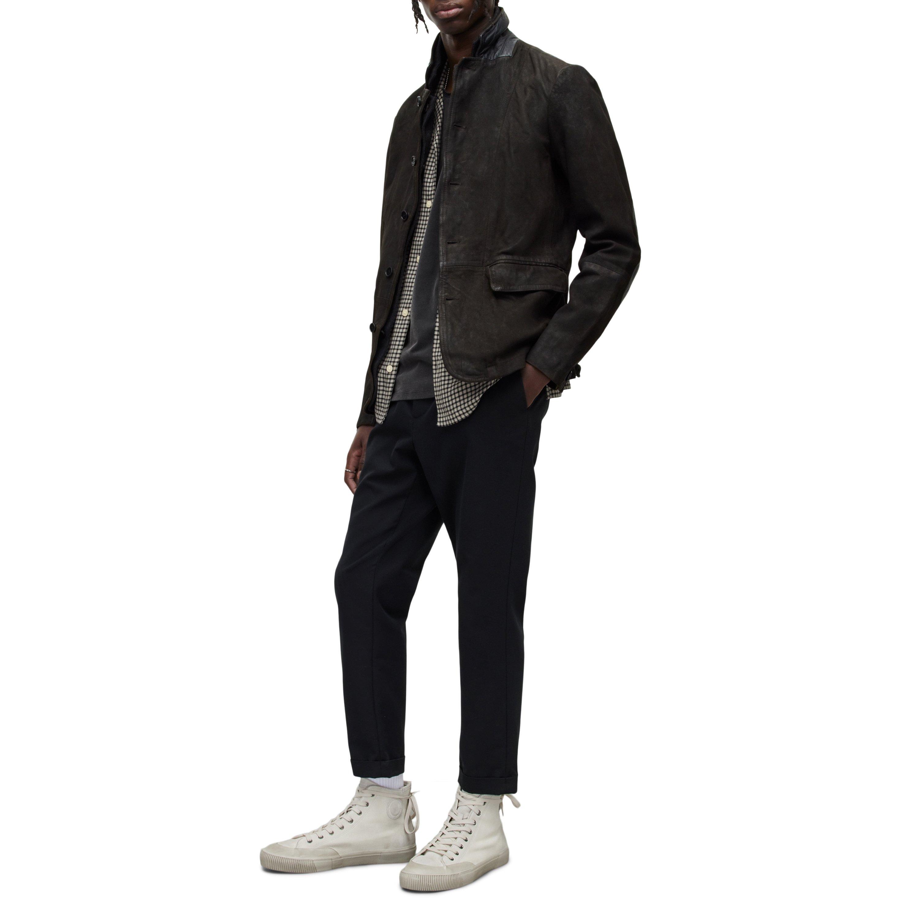 Anthracite Grey - AllSaints - Men's Survey Blazer Long Sleeve Leather Jacket - 3