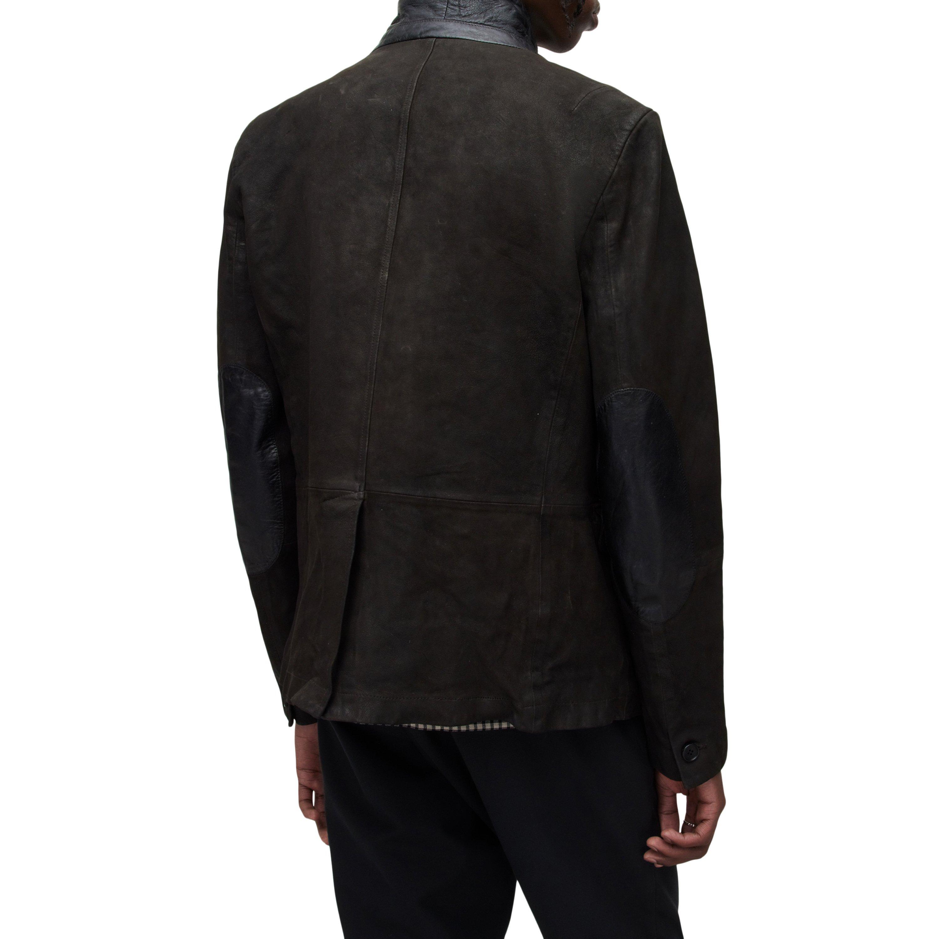 Anthracite Grey - AllSaints - Men's Survey Blazer Long Sleeve Leather Jacket - 4