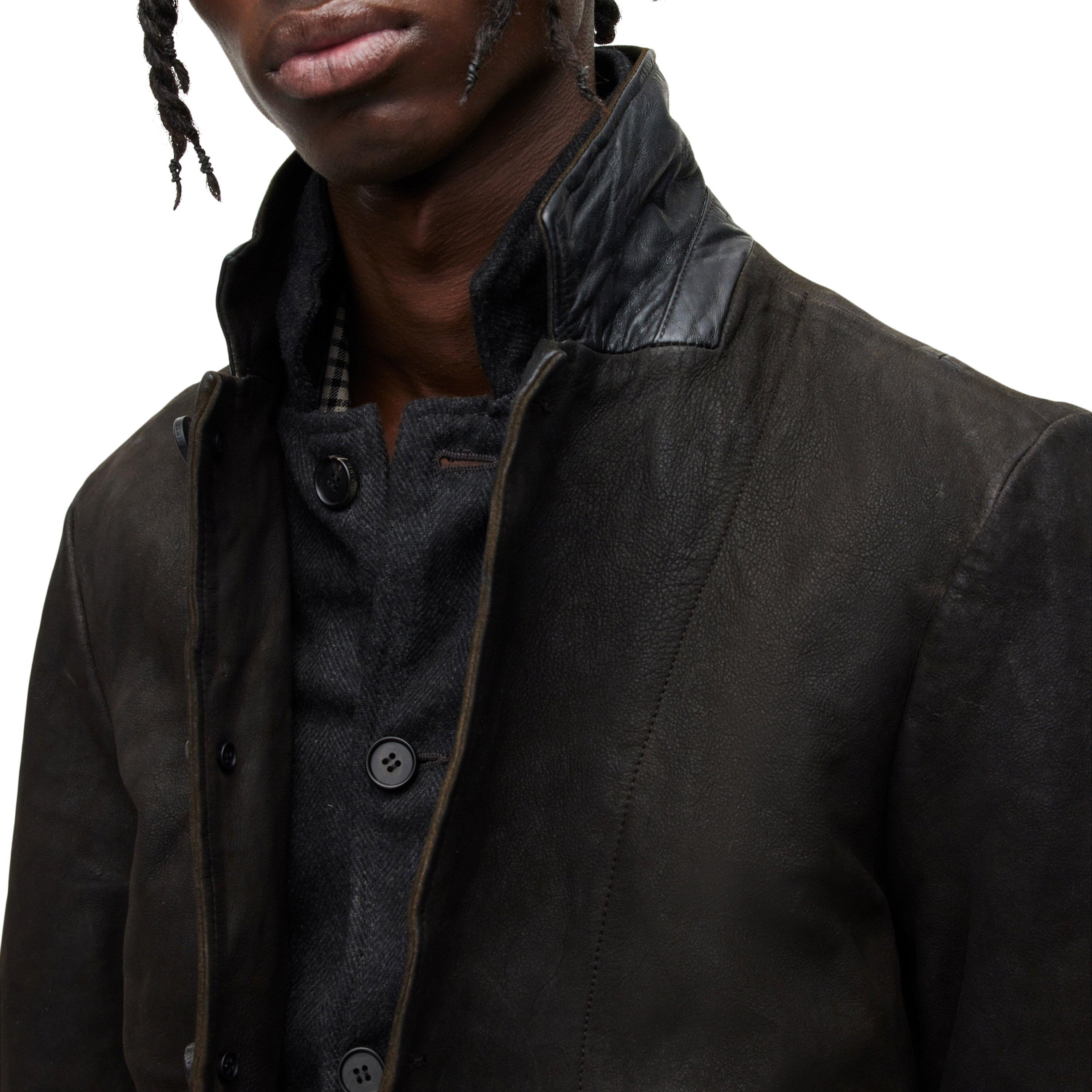 Anthracite Grey - AllSaints - Men's Survey Blazer Long Sleeve Leather Jacket - 5