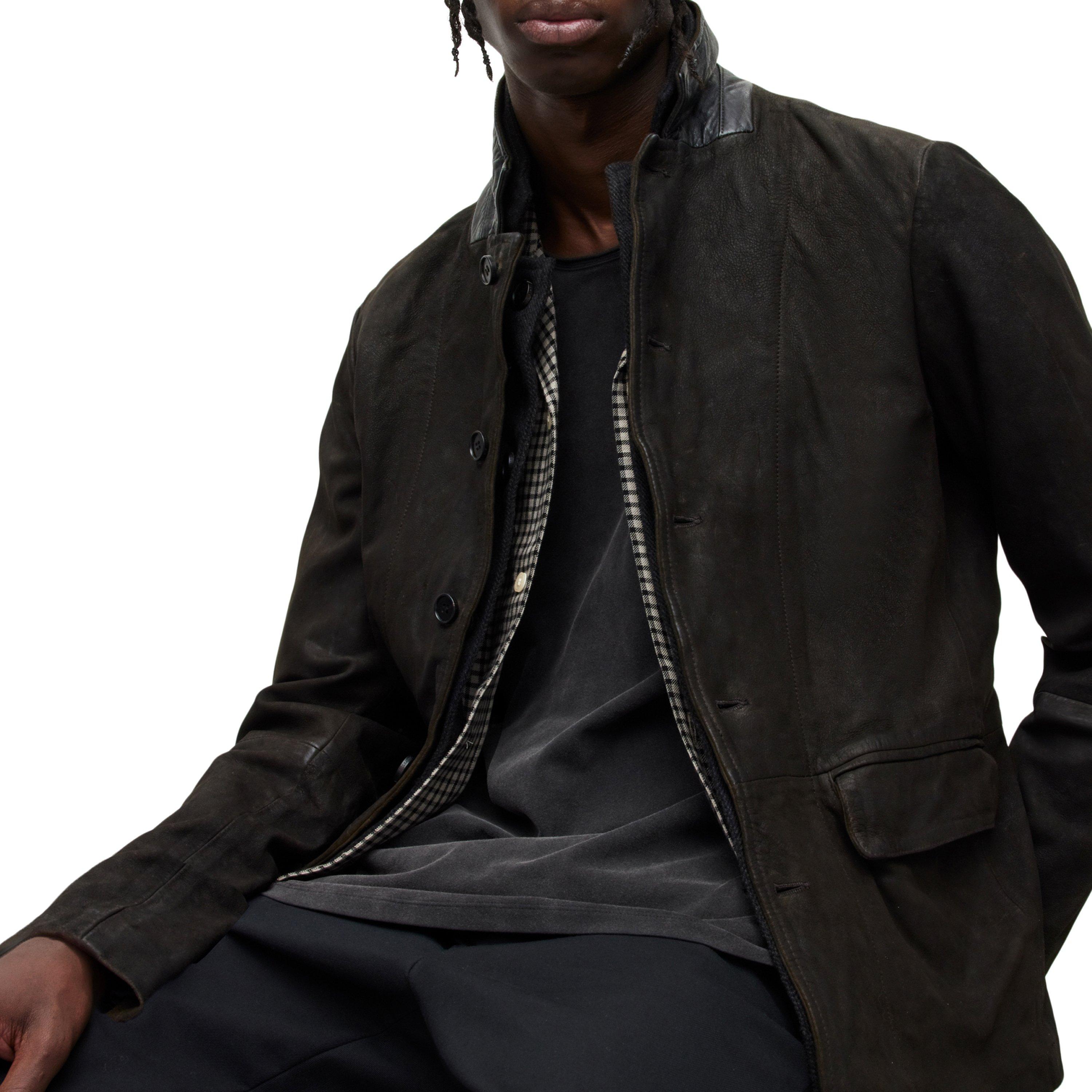 Anthracite Grey - AllSaints - Men's Survey Blazer Long Sleeve Leather Jacket - 6