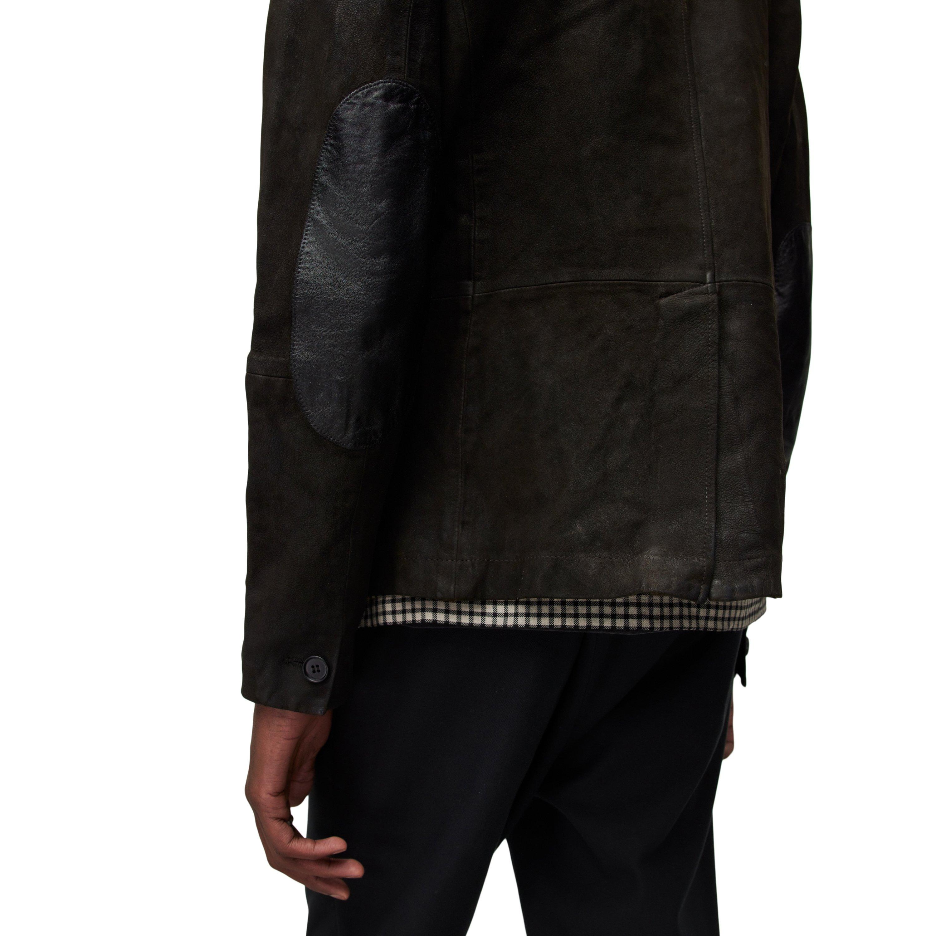 Anthracite Grey - AllSaints - Men's Survey Blazer Long Sleeve Leather Jacket - 7