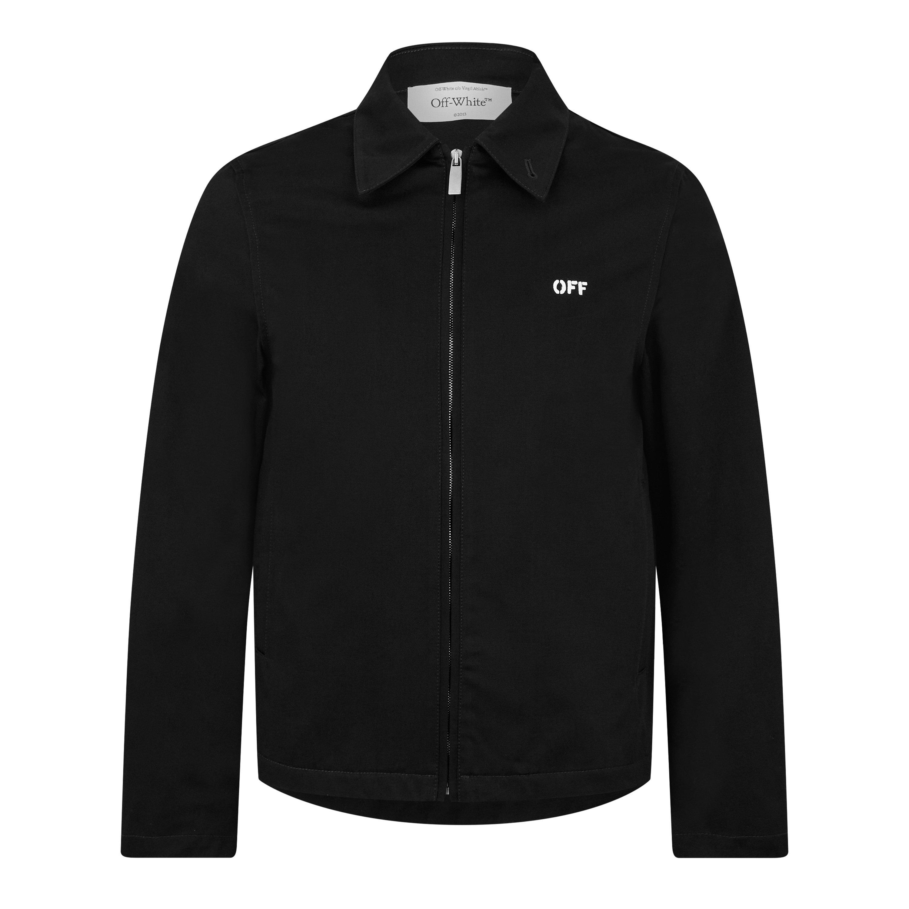 Black - Off White - Men's Arrow Sleek Zip-Up Design Overshirt - 7