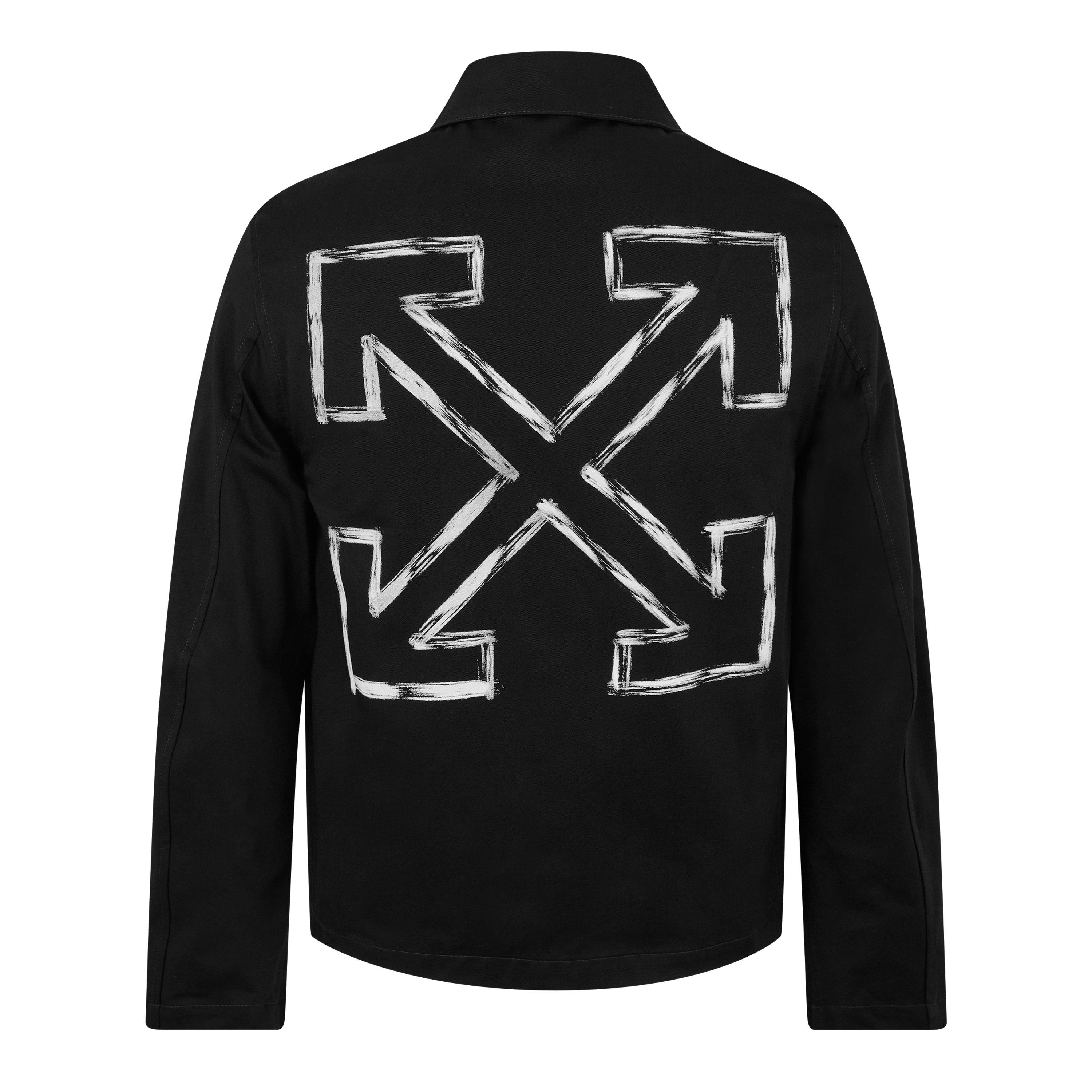 Black - Off White - Men's Arrow Sleek Zip-Up Design Overshirt - 8