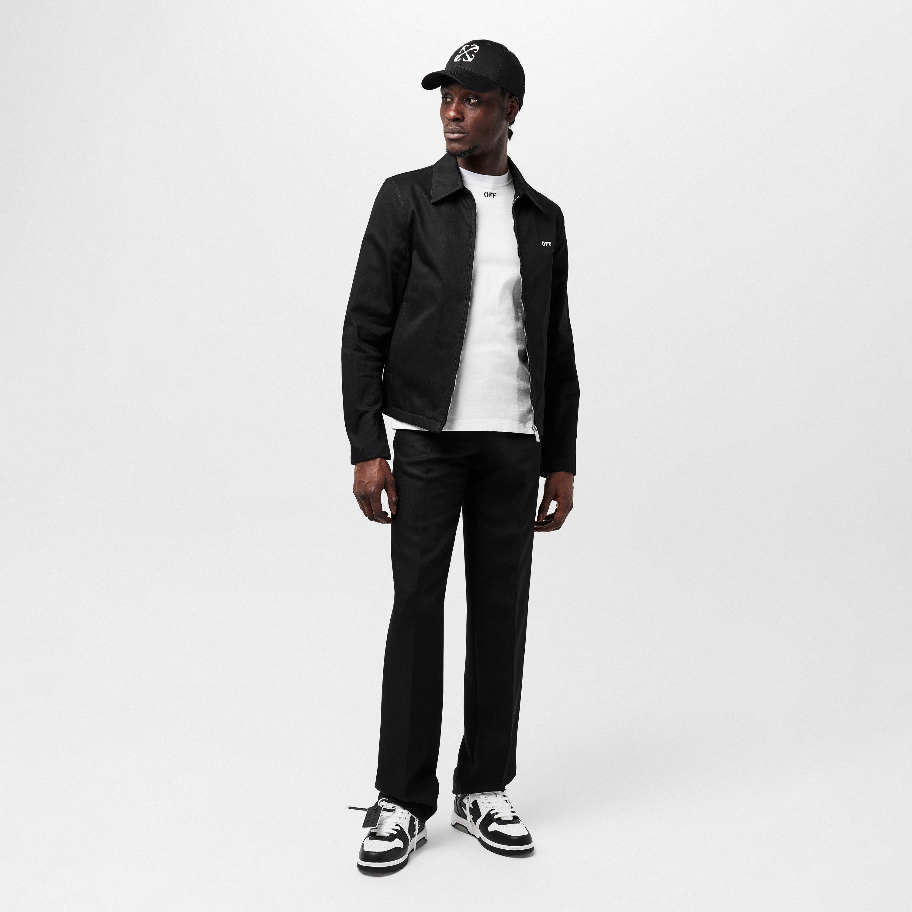 Black - Off White - Men's Arrow Sleek Zip-Up Design Overshirt - 6