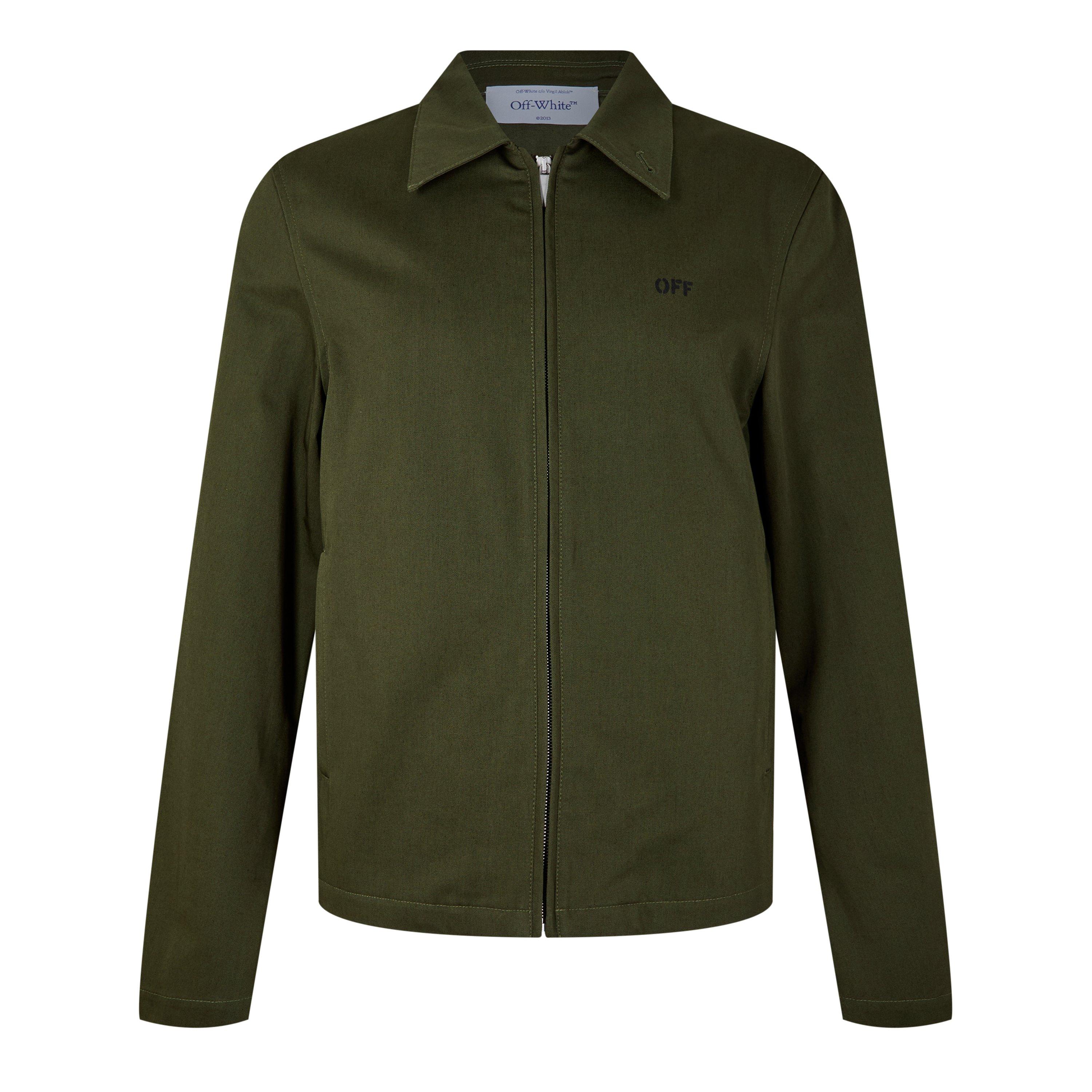 Khaki - Off White - Men's Arrow Long Sleeve Zip Overshirt - 1