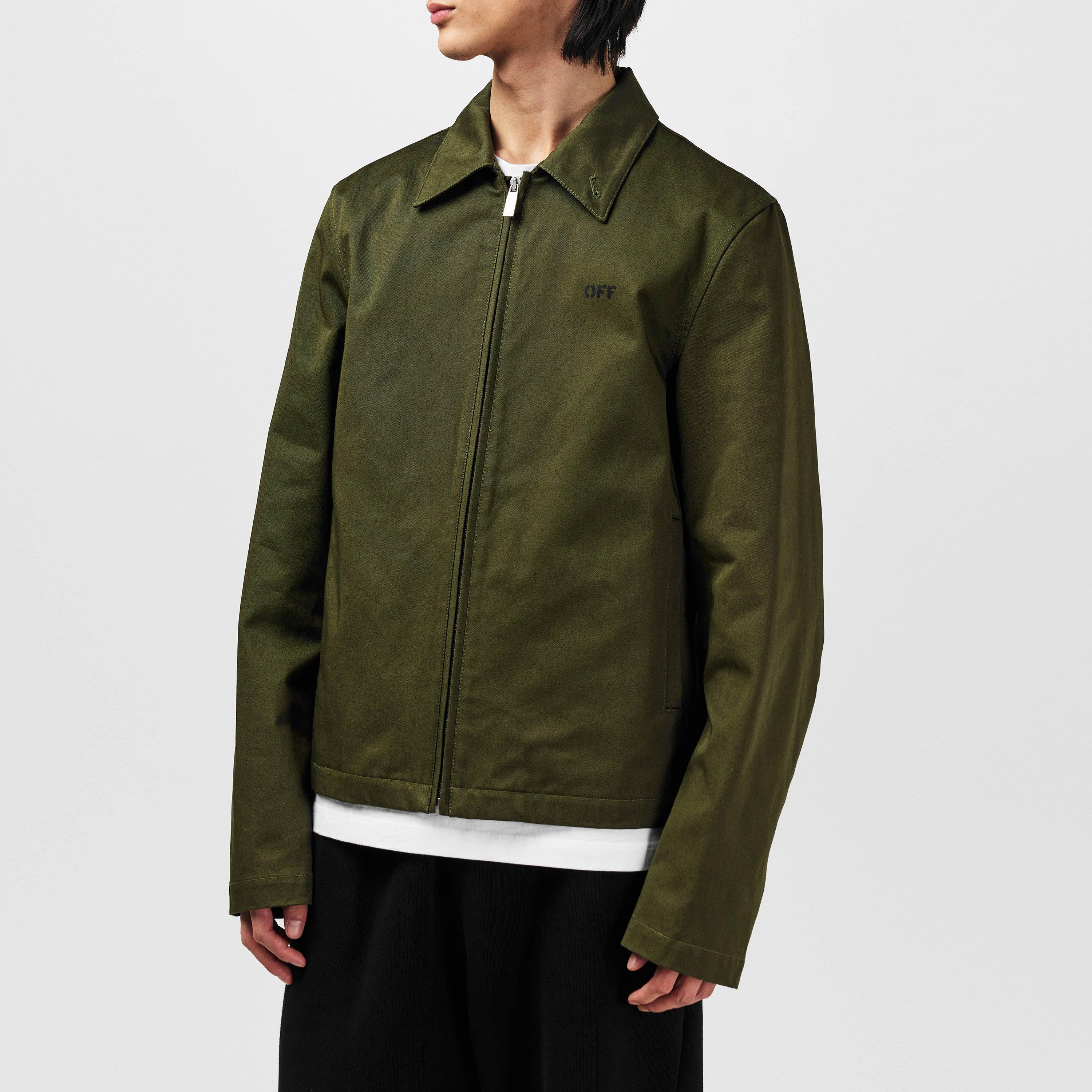 Khaki - Off White - Men's Arrow Long Sleeve Zip Overshirt - 3