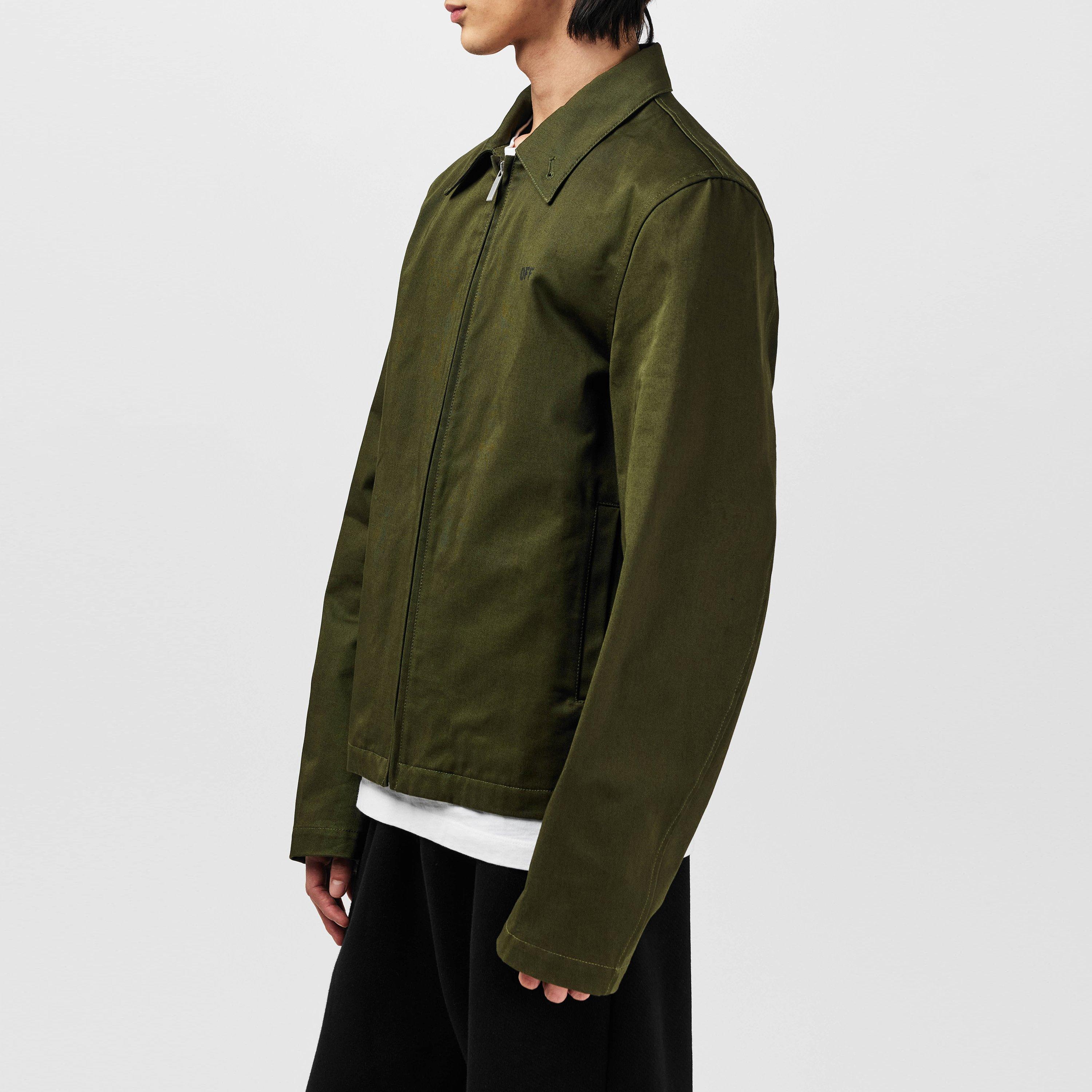 Khaki - Off White - Men's Arrow Long Sleeve Zip Overshirt - 5