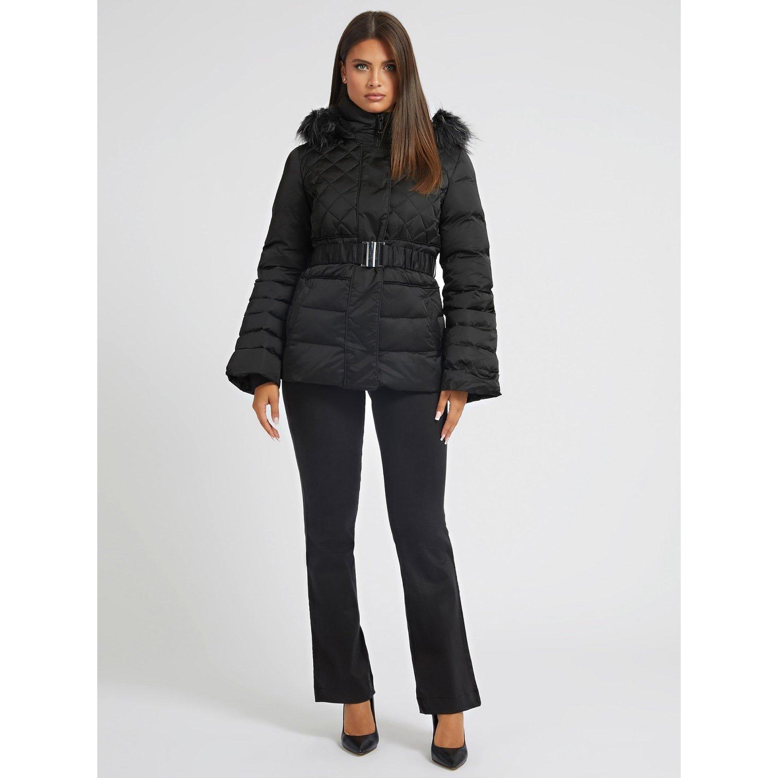 Black - Guess - Women's Laurie Quilted Long Sleeve Short Puffer Jacket - 2