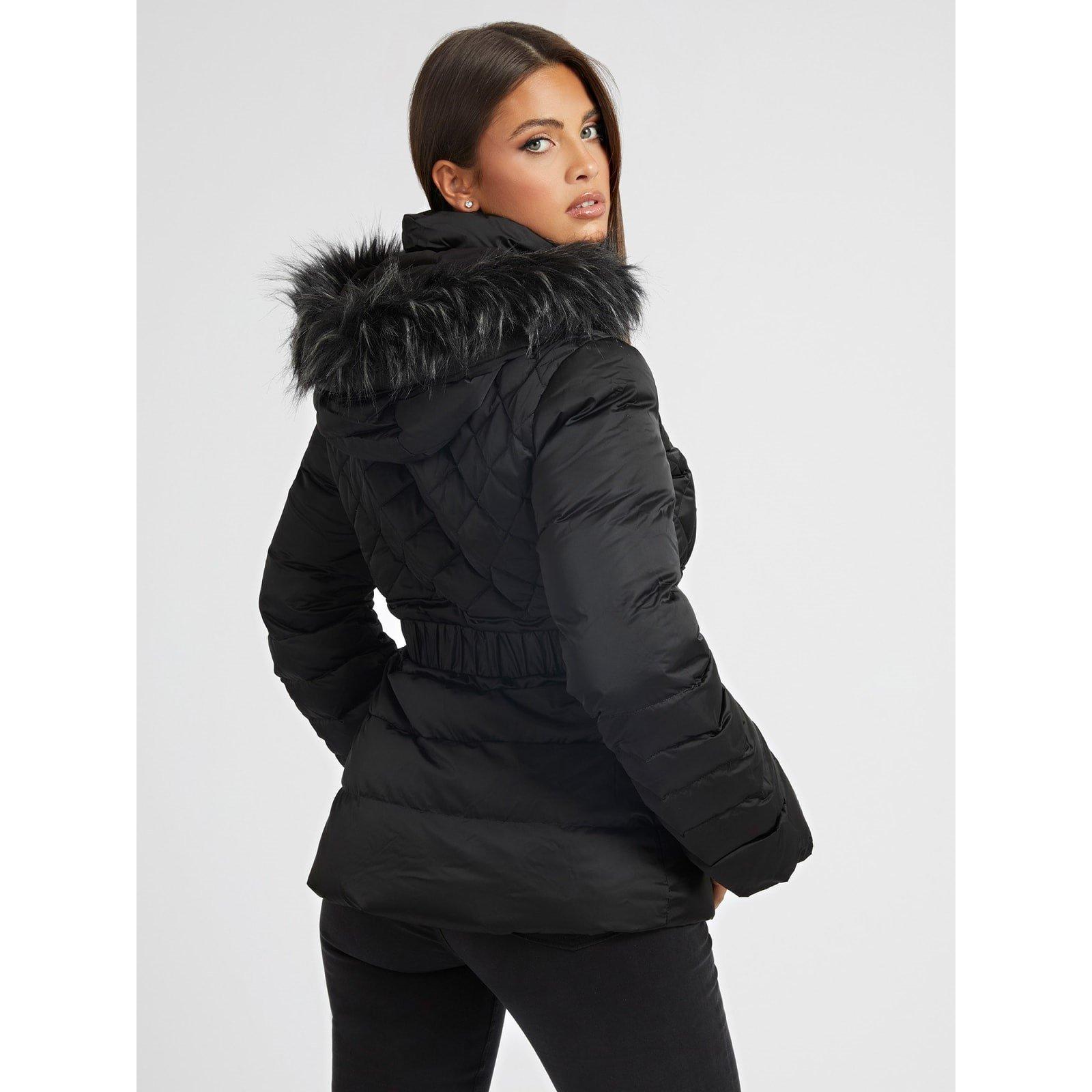 Black - Guess - Women's Laurie Quilted Long Sleeve Short Puffer Jacket - 4