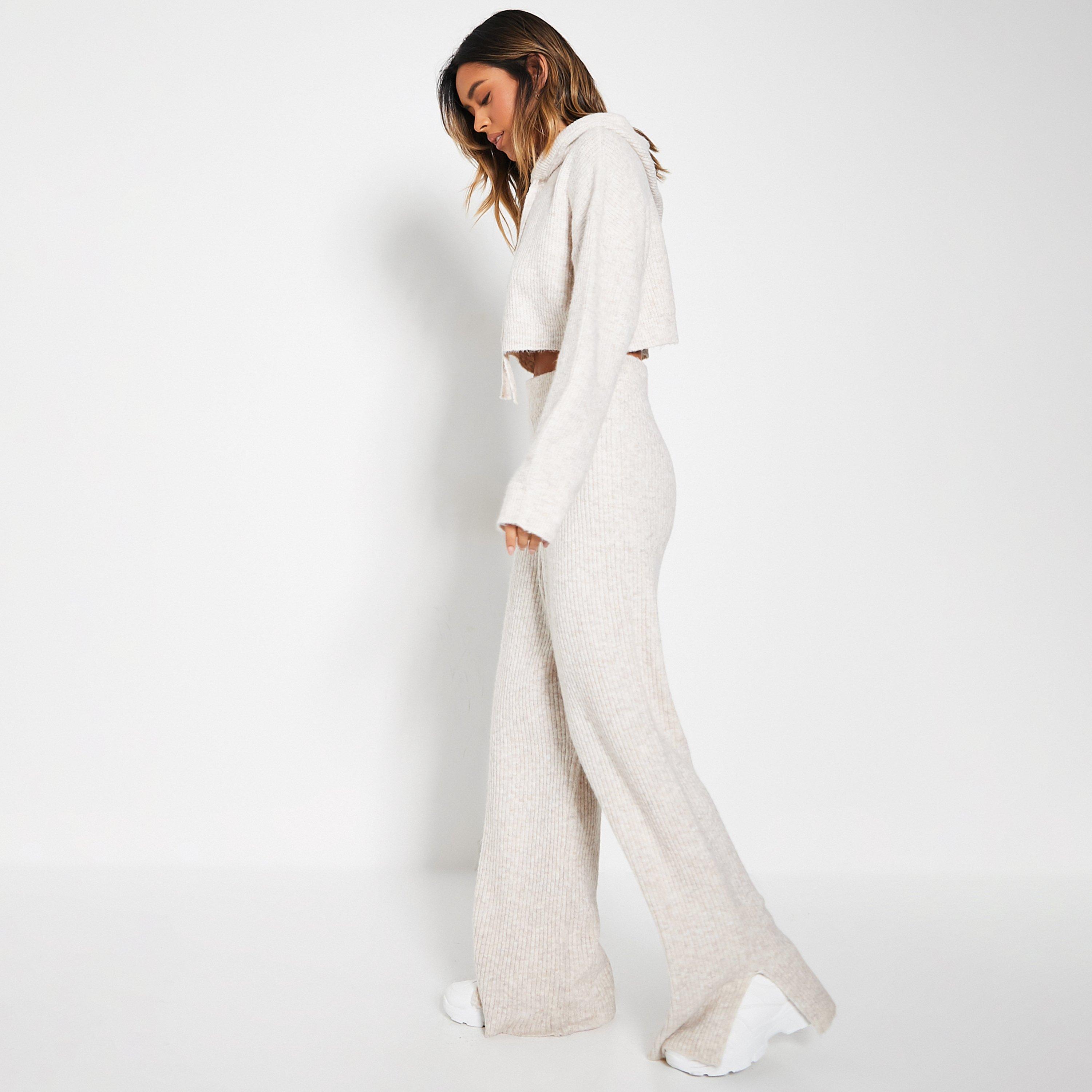 Havregrød - I Saw It First - ISAWITFIRST Recycled Blend Split Leg Cosy Knit Trousers Co-Ord - 2
