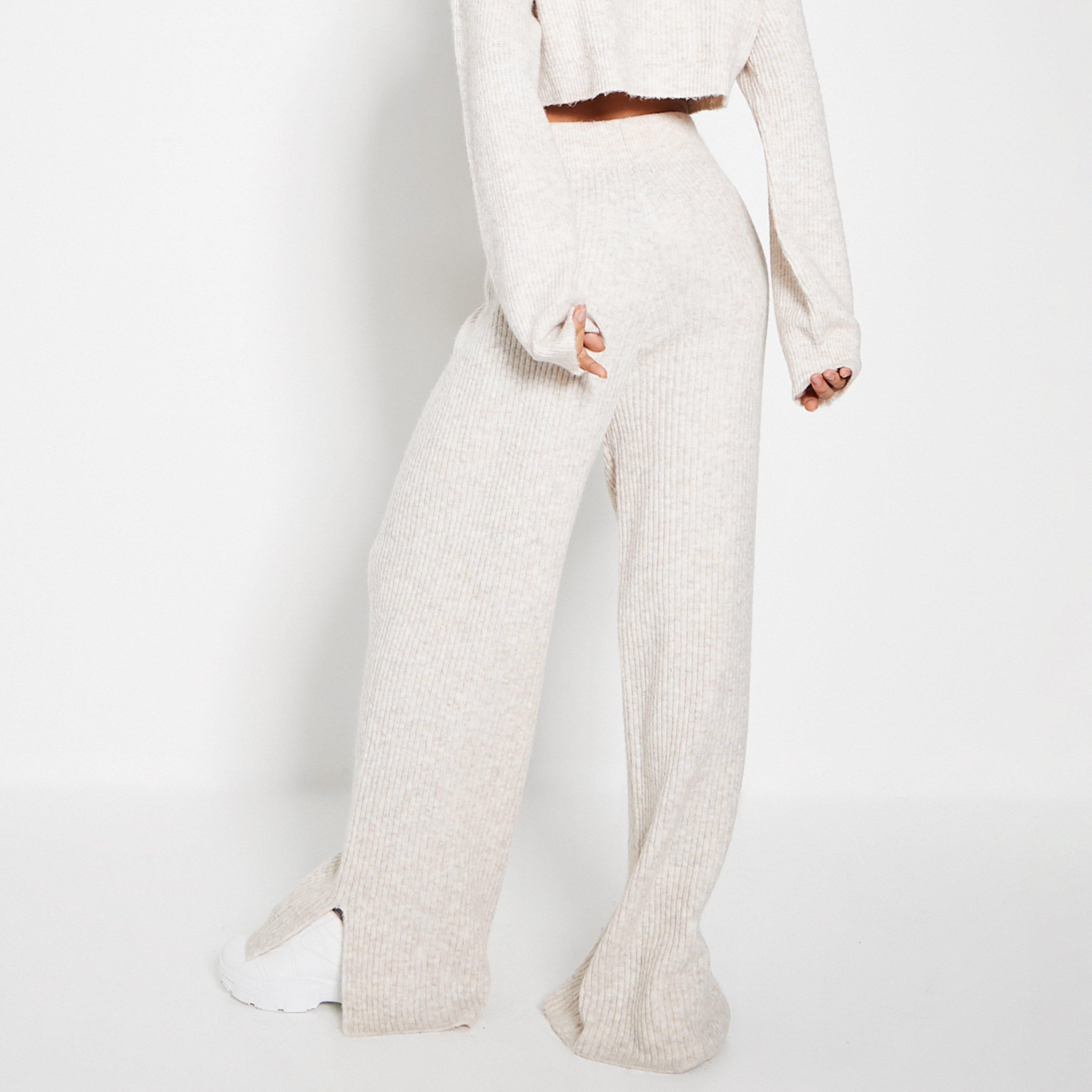 Havregrød - I Saw It First - ISAWITFIRST Recycled Blend Split Leg Cosy Knit Trousers Co-Ord - 3
