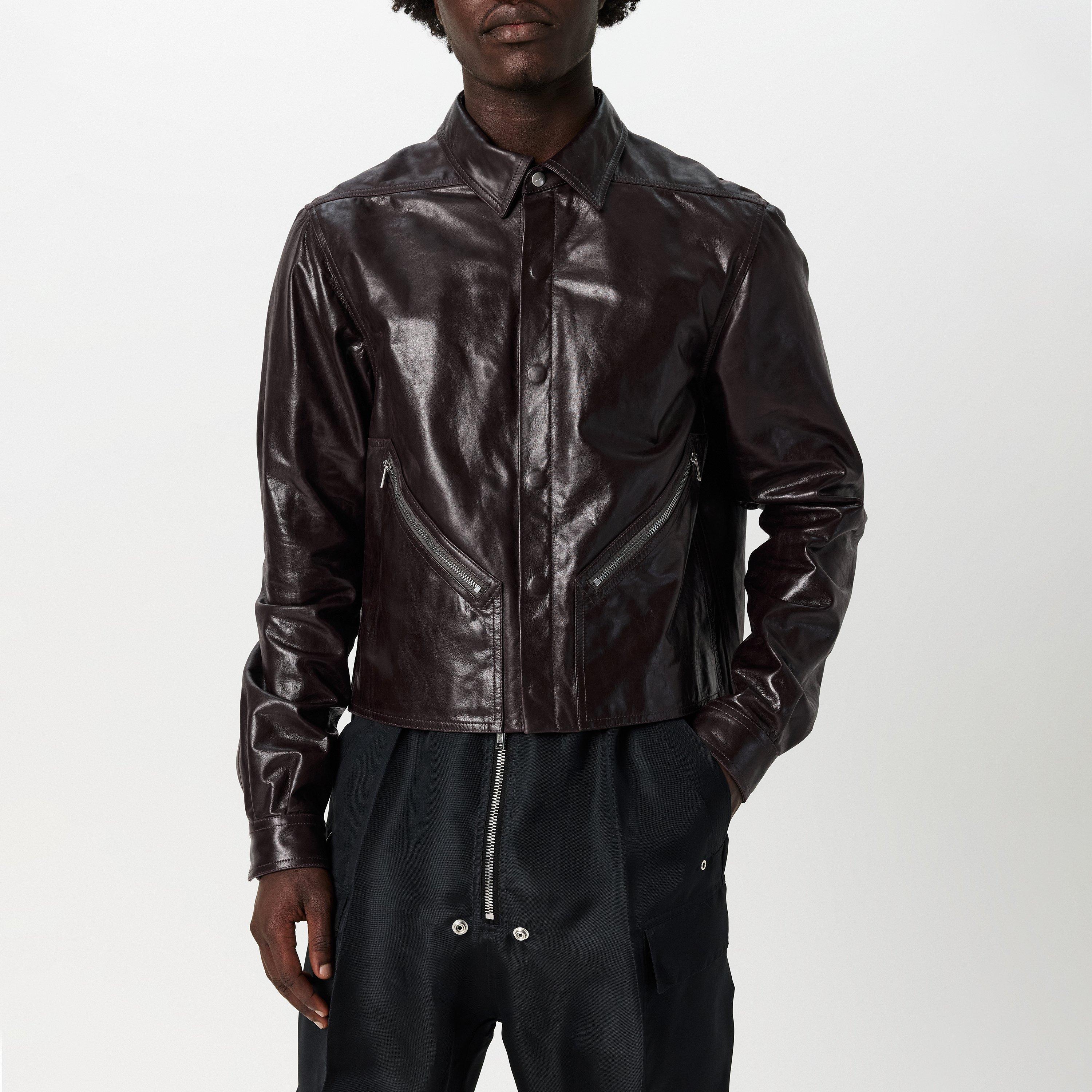 Mahogany 14 - Rick Owens - Men's Alice Leather Long Sleeve Leather Jacket - 3