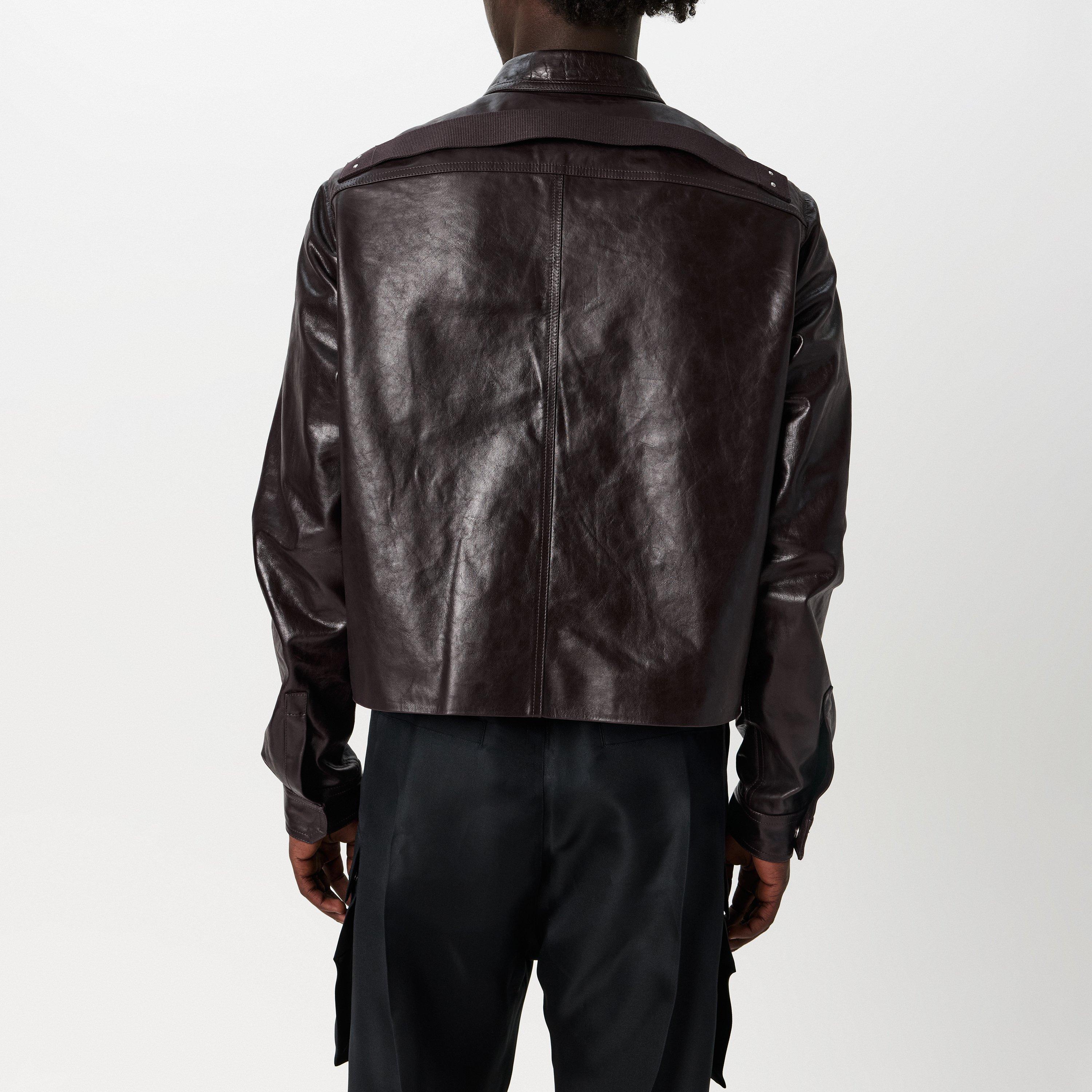 Mahogany 14 - Rick Owens - Men's Alice Leather Long Sleeve Leather Jacket - 4