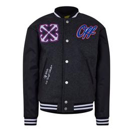 Off White Unisex Arrow Bomber Jacket with Bold Logo Patches