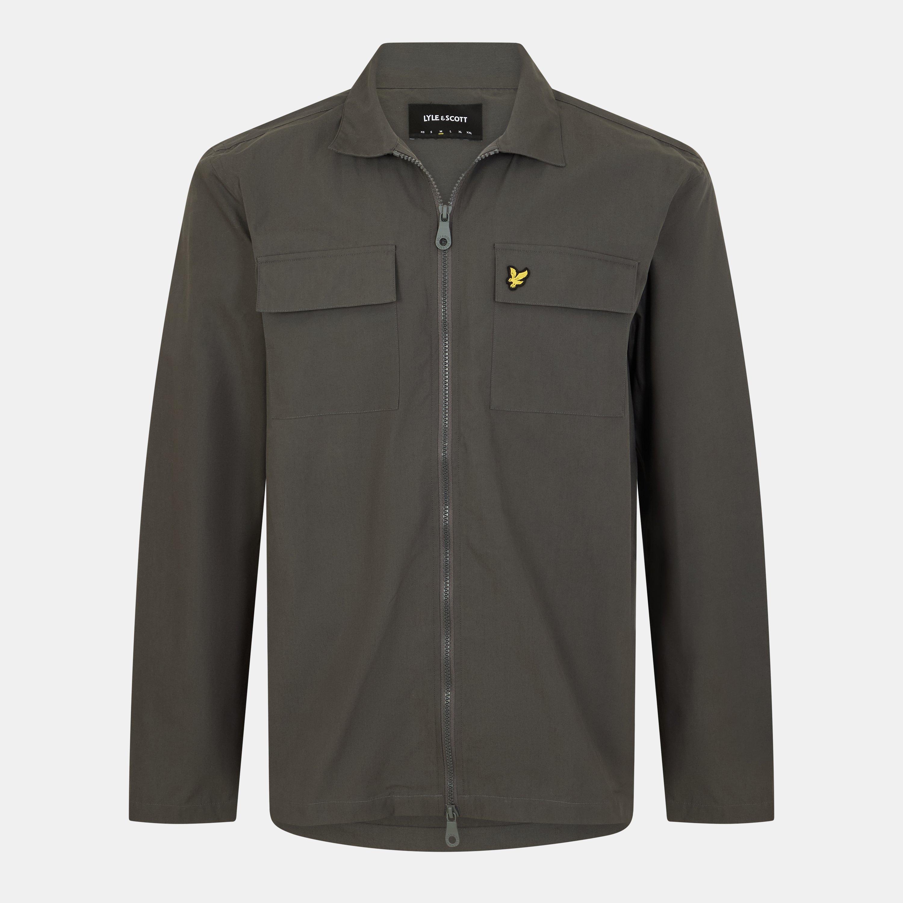 Lyle And Scott Men's Cotton Long Sleeve Zip Overshirt - Gunmetal W635 - 2XL