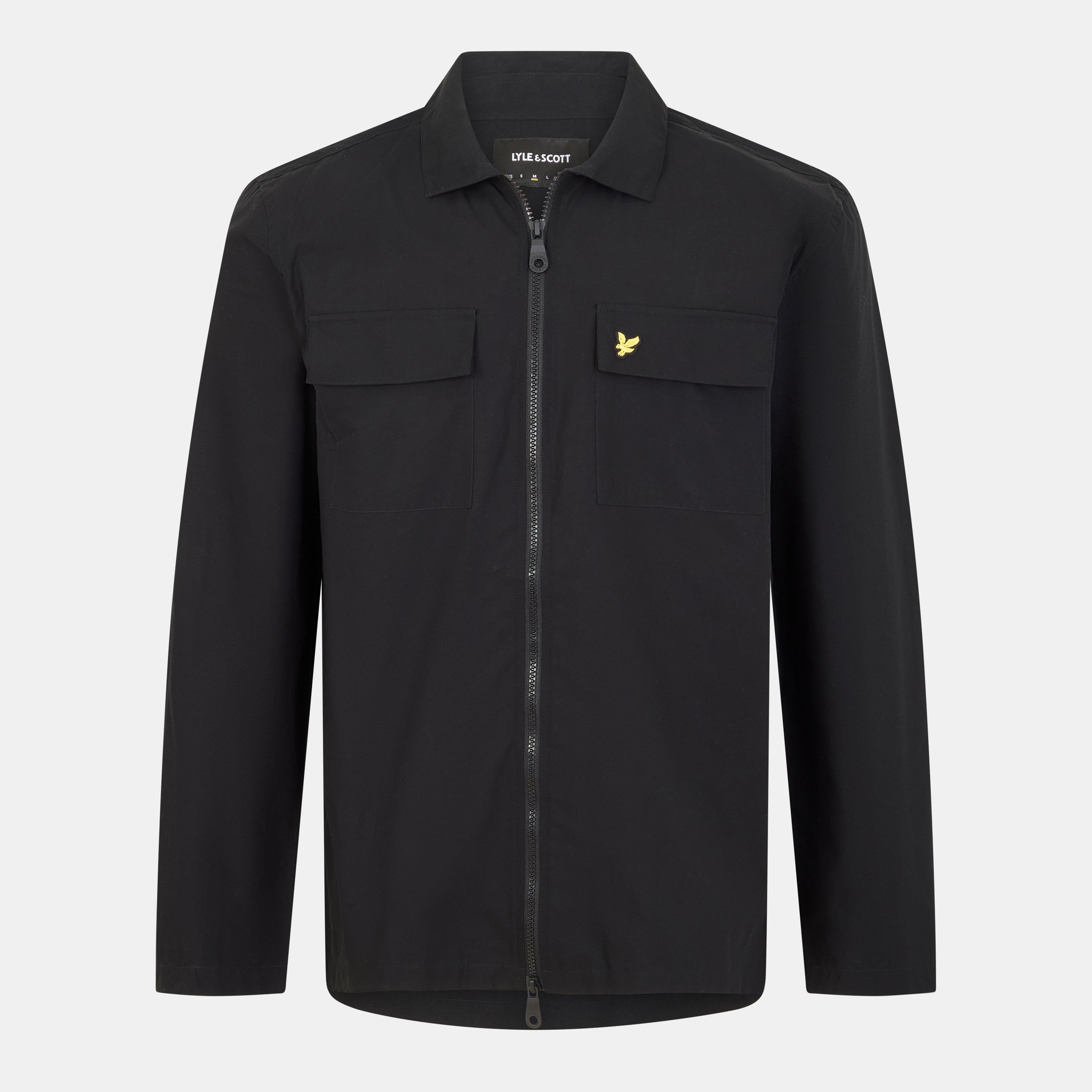 Lyle And Scott Men's Cotton Long Sleeve Zip Overshirt - Black Z865 - 2XL