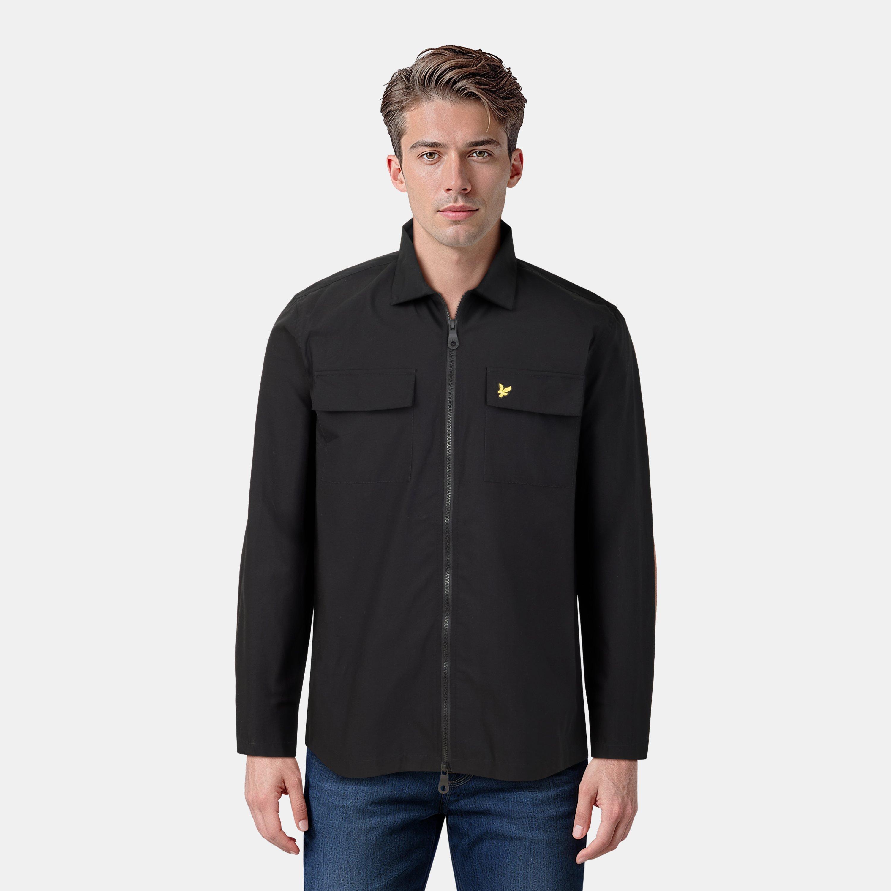 Black Z865 - Lyle and Scott - Men's Cotton Long Sleeve Zip Overshirt - 3
