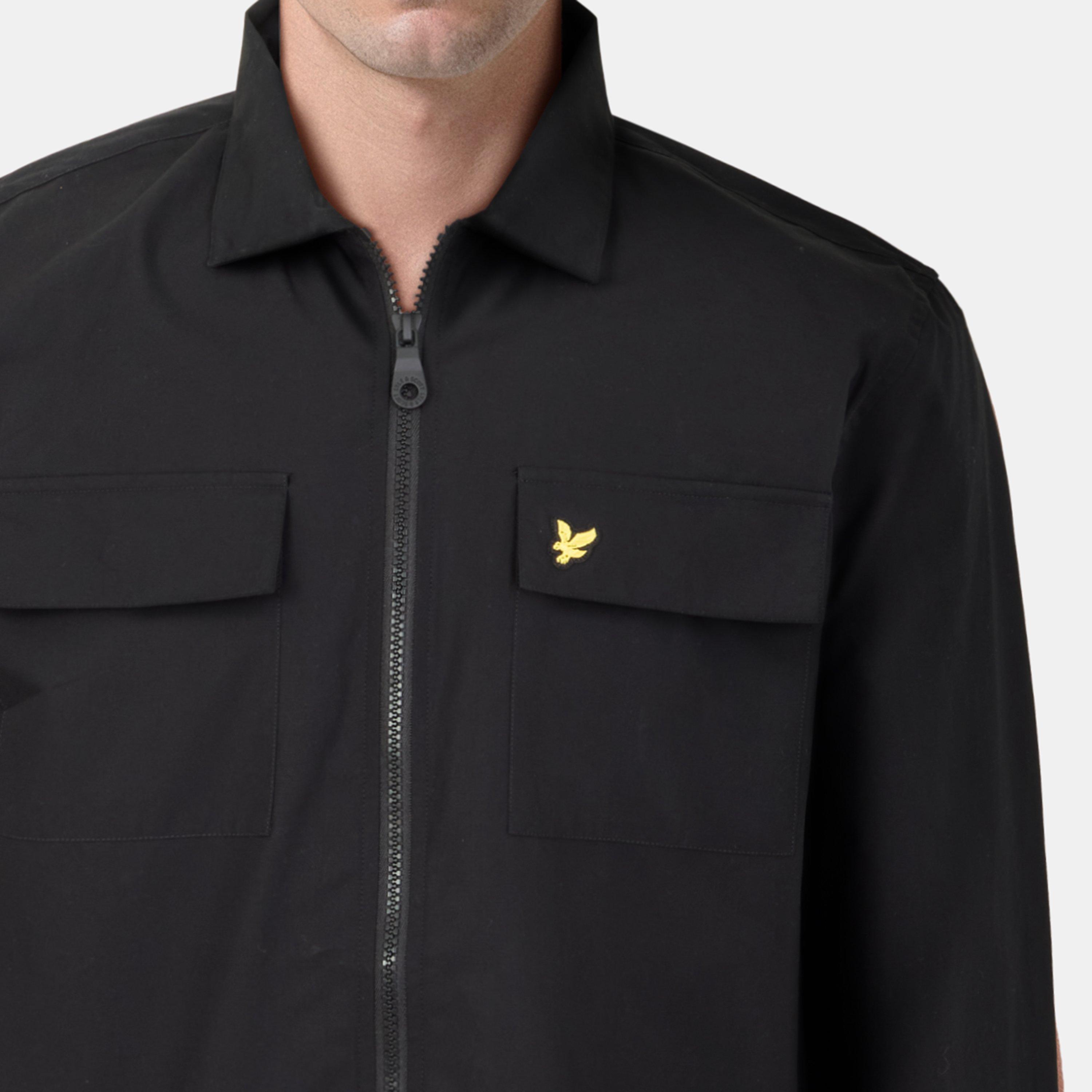 Black Z865 - Lyle and Scott - Men's Cotton Long Sleeve Zip Overshirt - 5