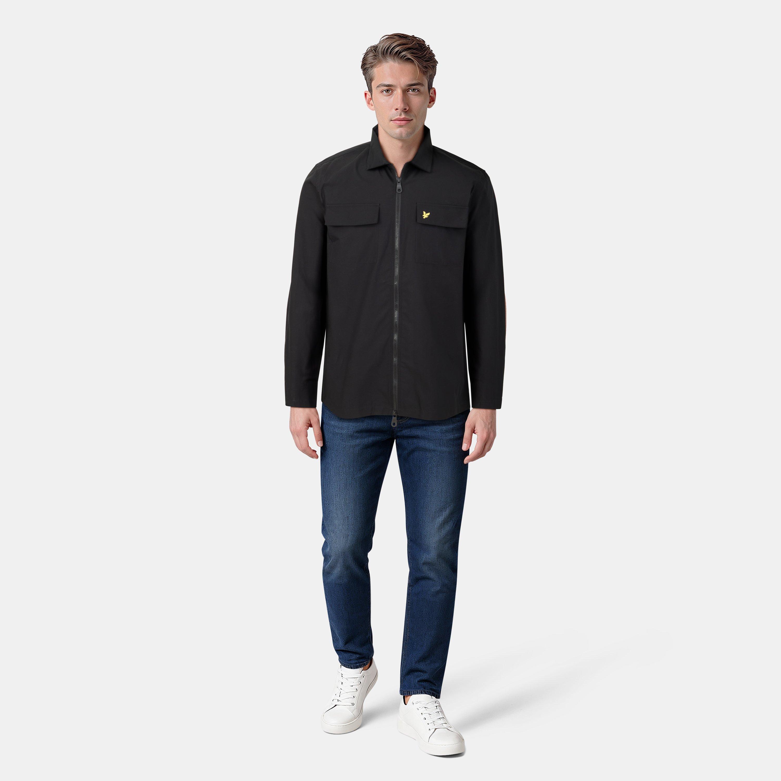 Black Z865 - Lyle and Scott - Men's Cotton Long Sleeve Zip Overshirt - 6