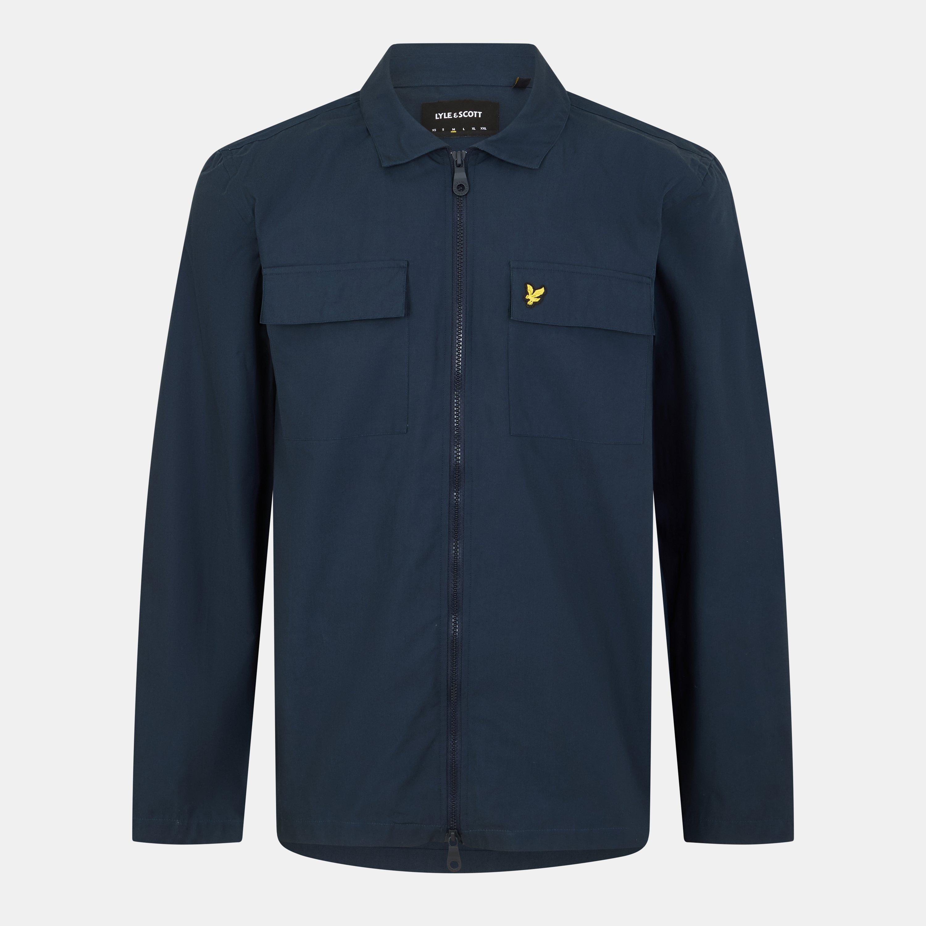 Lyle And Scott Men's Cotton Long Sleeve Zip Overshirt - Navy Z271 - 2XL