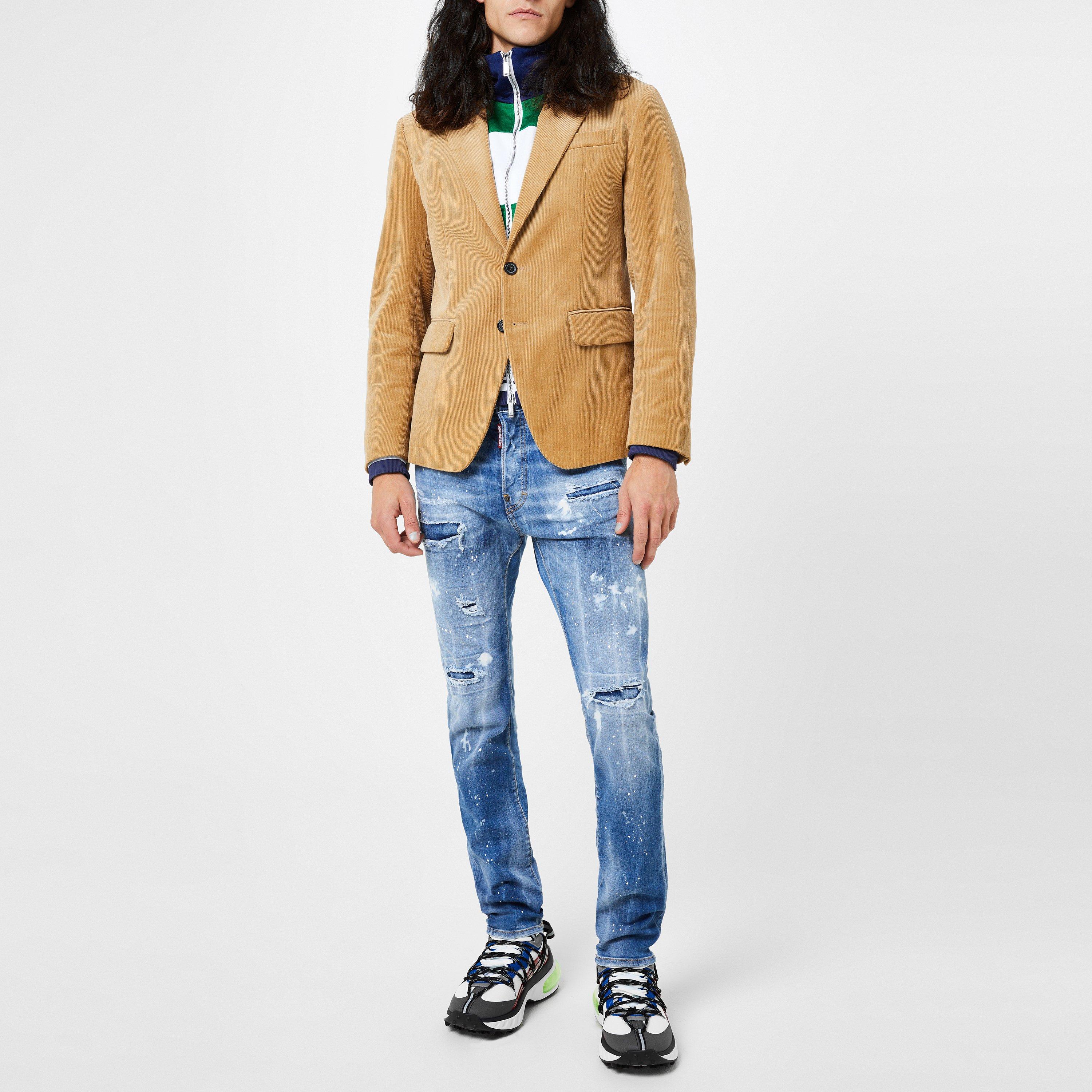 Walnut - DSquared2 - Men's Track London Cotton Corduroy Slim Fit Blazer - 3