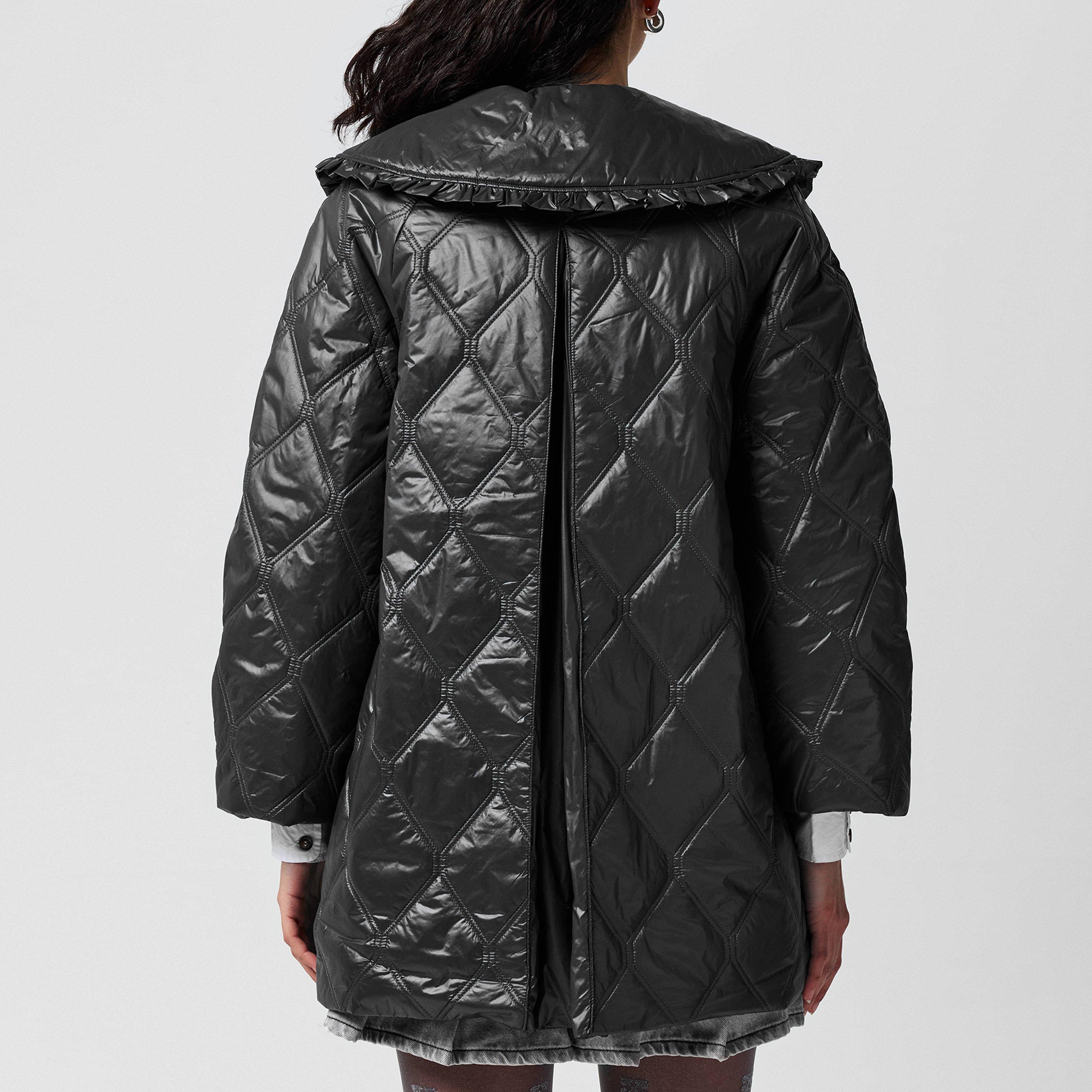 Black Sand - Ganni - Women's  Quilted Insulated Cropped Short Puffer Jacket - 3