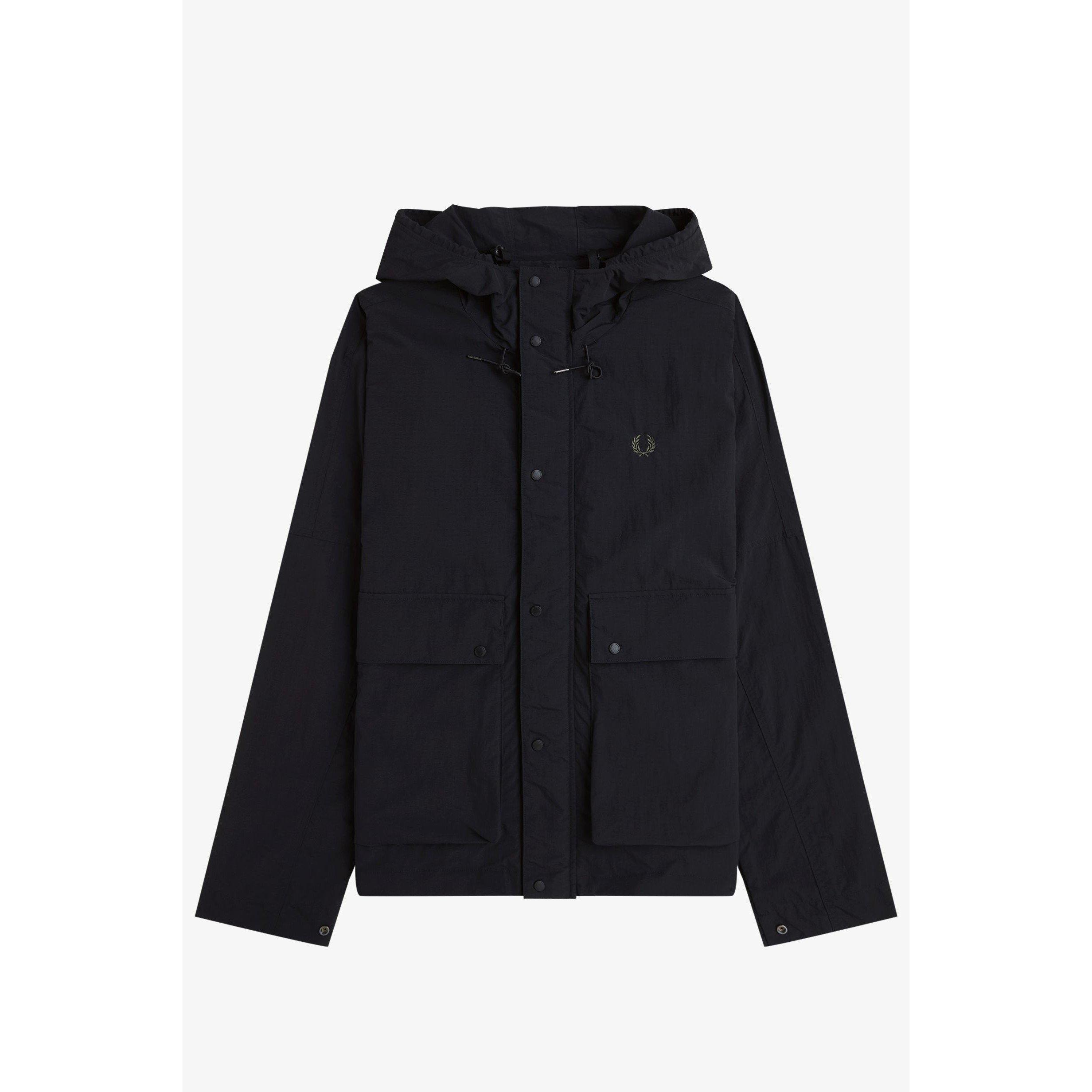 Black 102 - Fred Perry - Men's Cropped Ripstop Hooded Long Sleeve Parka - 1