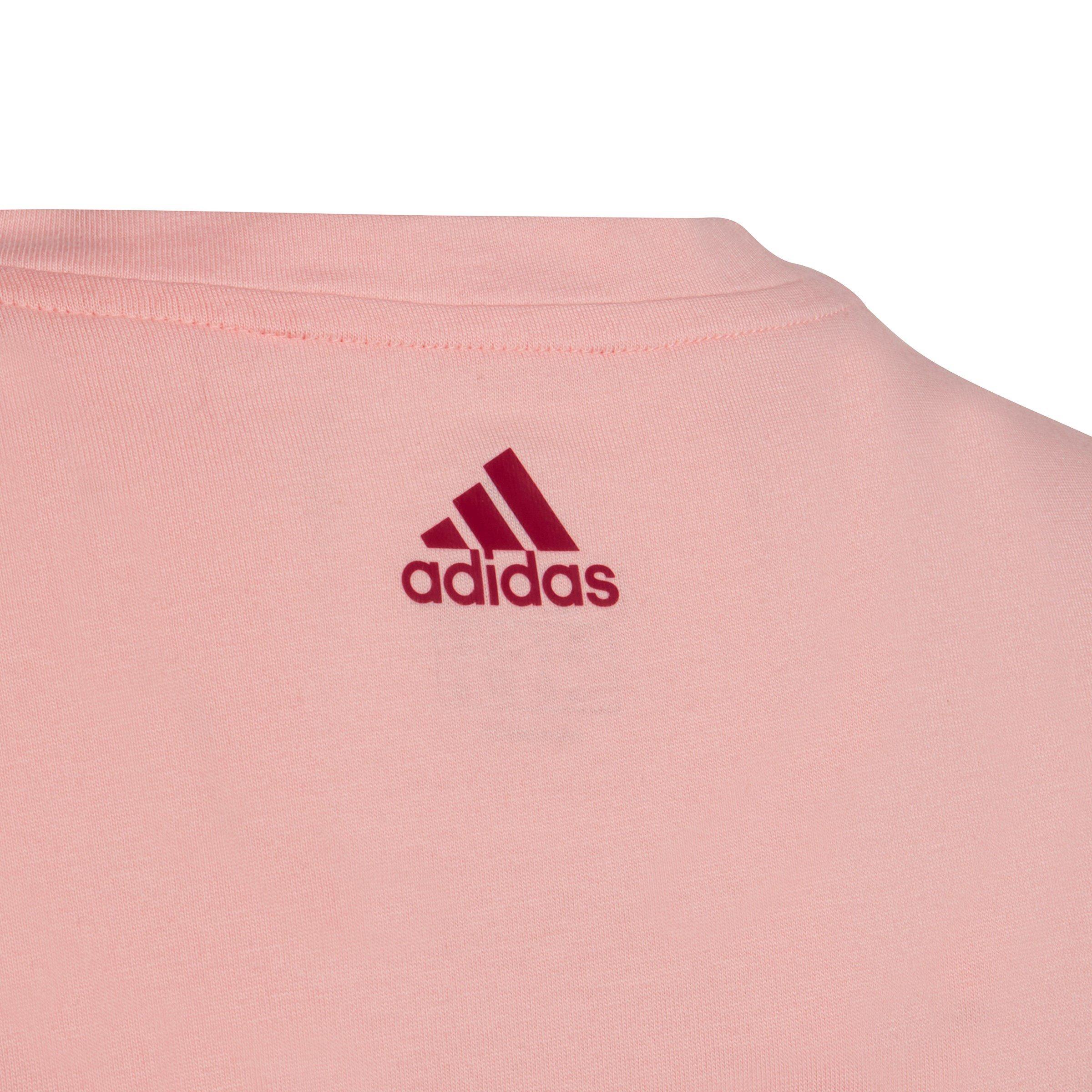 Clear Pink/Wht - adidas - Essentials Linear Logo Junior Girls T Shirt - 3