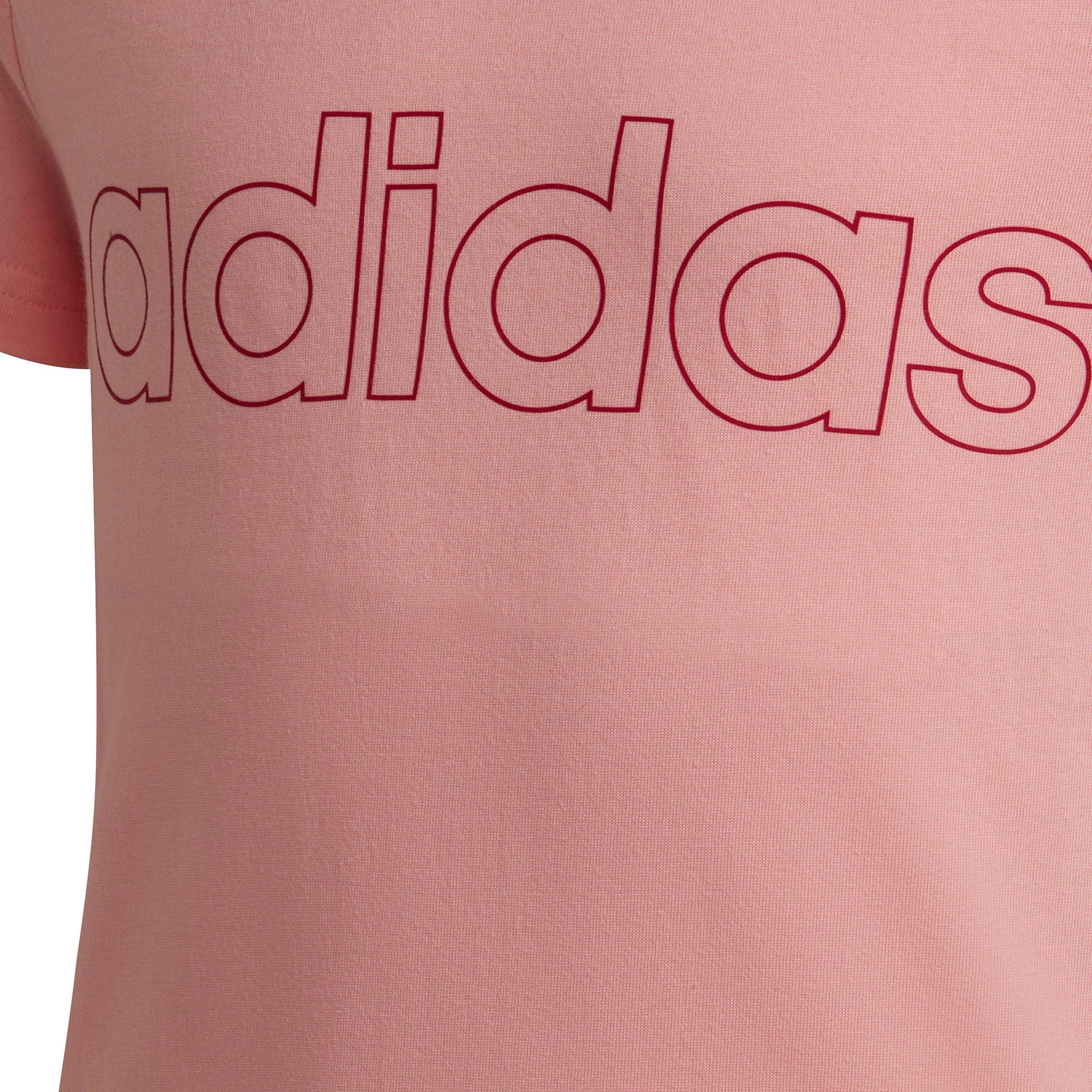 Clear Pink/Wht - adidas - Essentials Linear Logo Junior Girls T Shirt - 5
