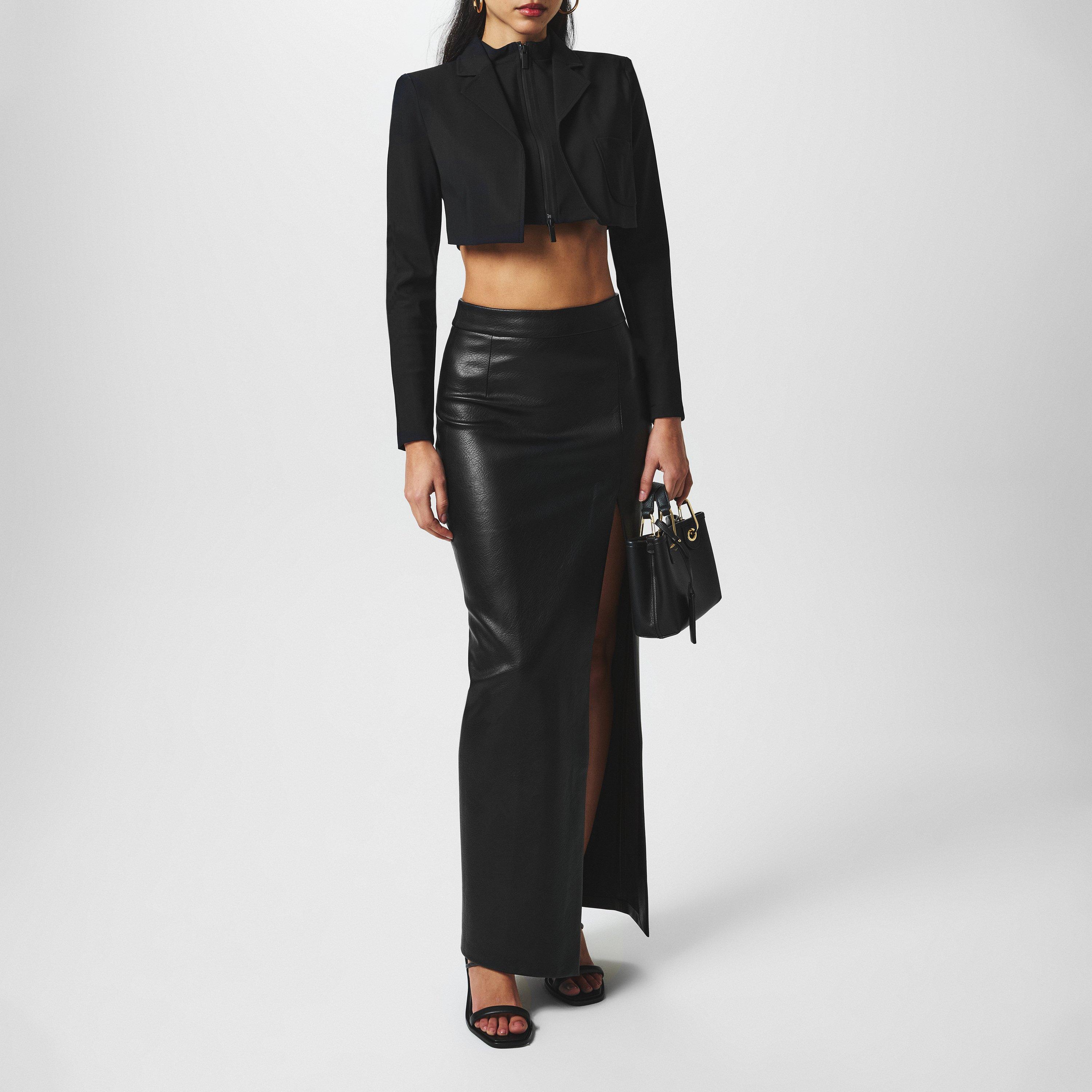 Black - Emporio Armani - Women's  Cropped Scuba Blazer - 4