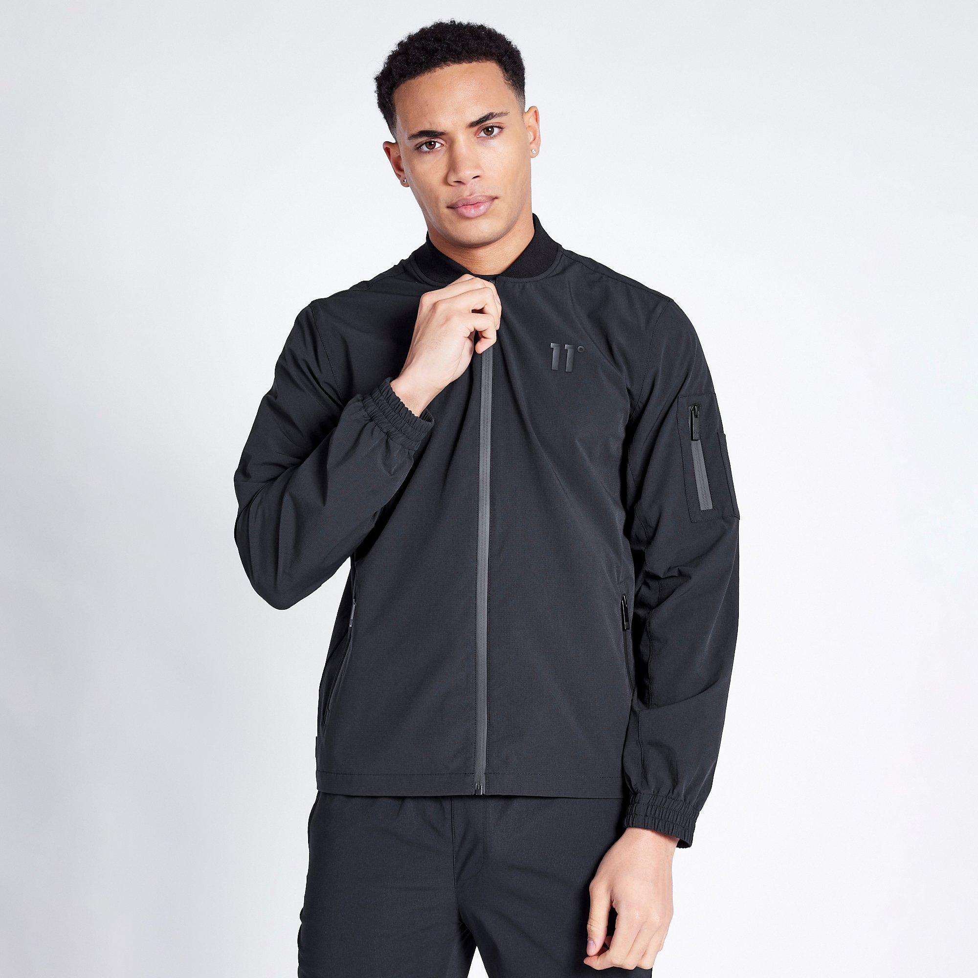 Black - 11 Degrees - Men's Krypton Full Zip Long Sleeve Bomber Jacket - 1