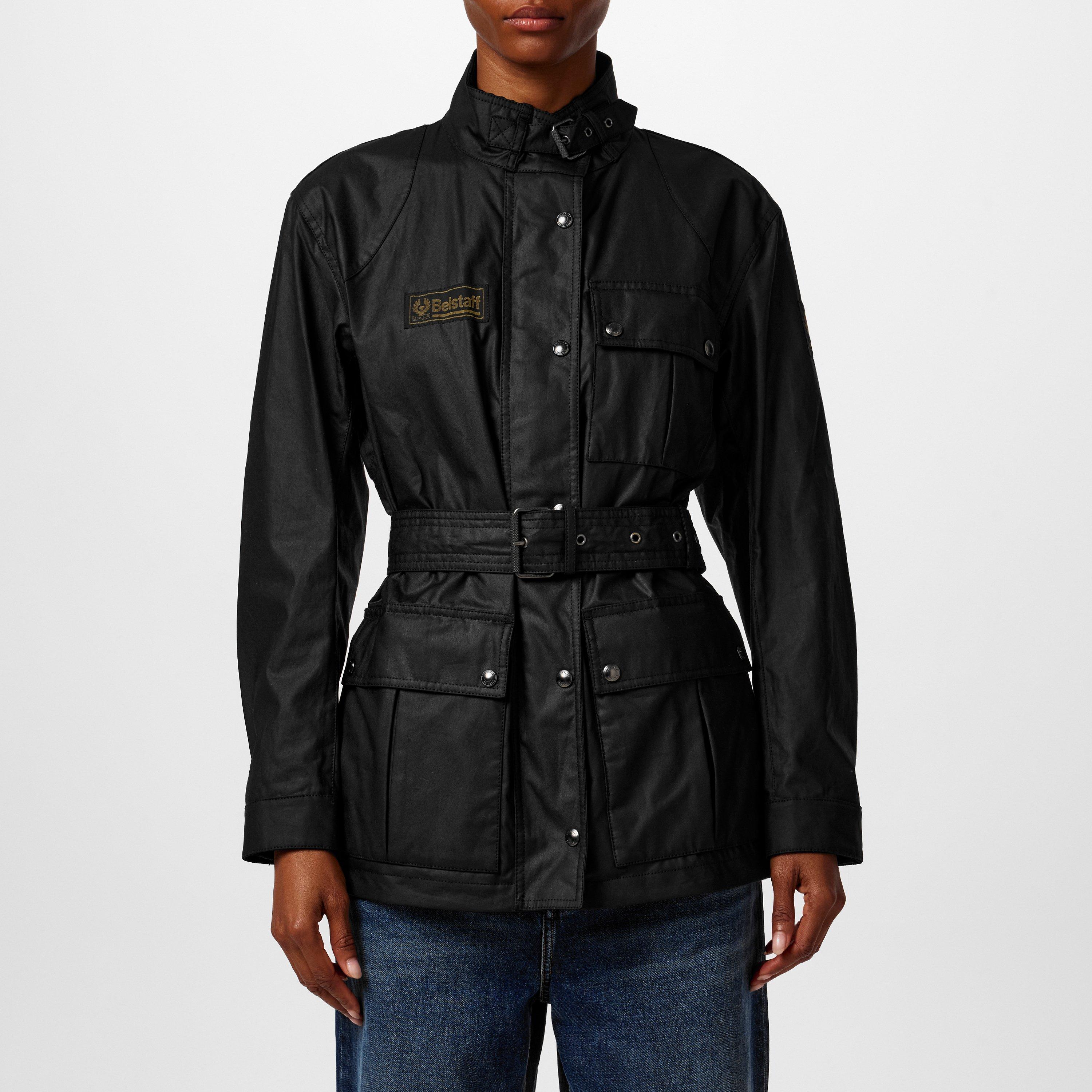 Belstaff Women's Heirloom Trialmaster Water And Wind Resistant Waxed Cotton Long Sleeve Wax Jacket - Black - 10 (42)