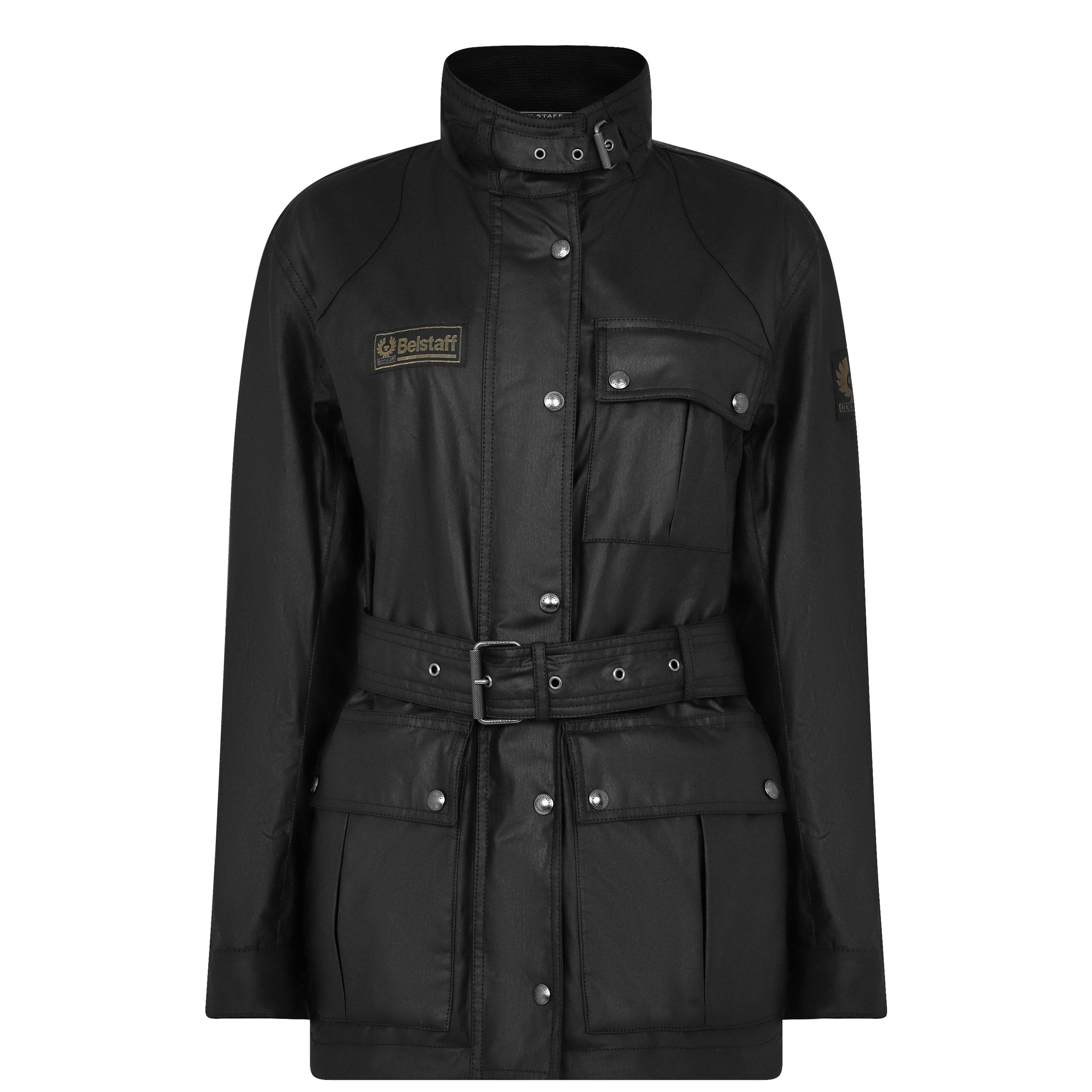 Black - Belstaff - Women's Heirloom Trialmaster Water and Wind Resistant Waxed Cotton Long Sleeve Wax Jacket - 5