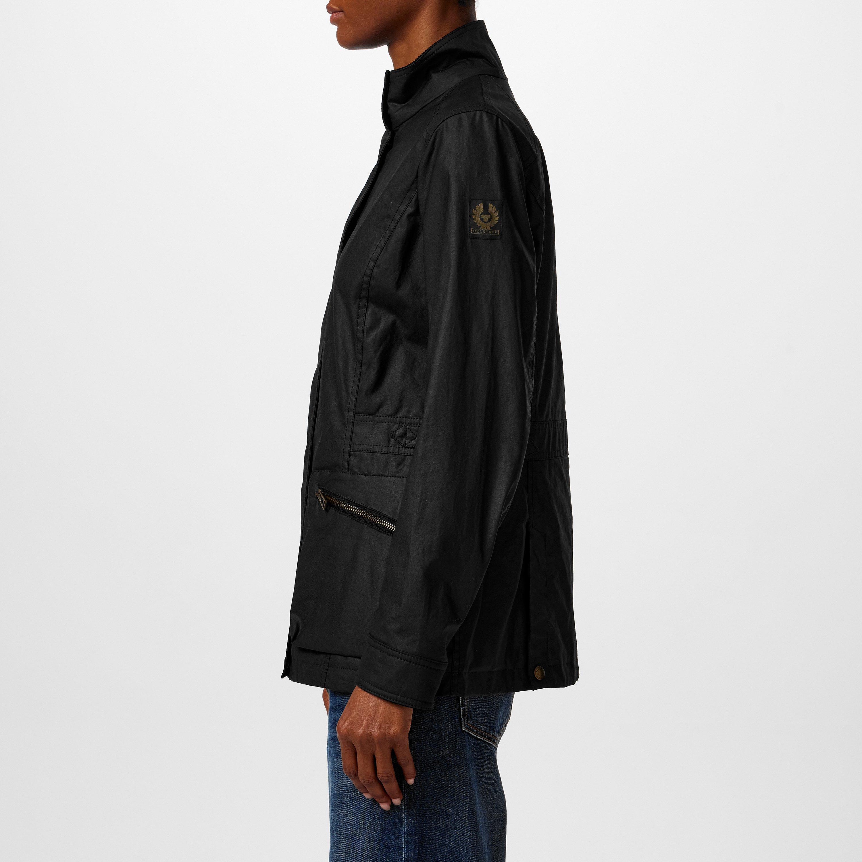 Black - Belstaff - Women's Madeline Water Resistant Waxed Long Sleeve Wax Jacket - 2