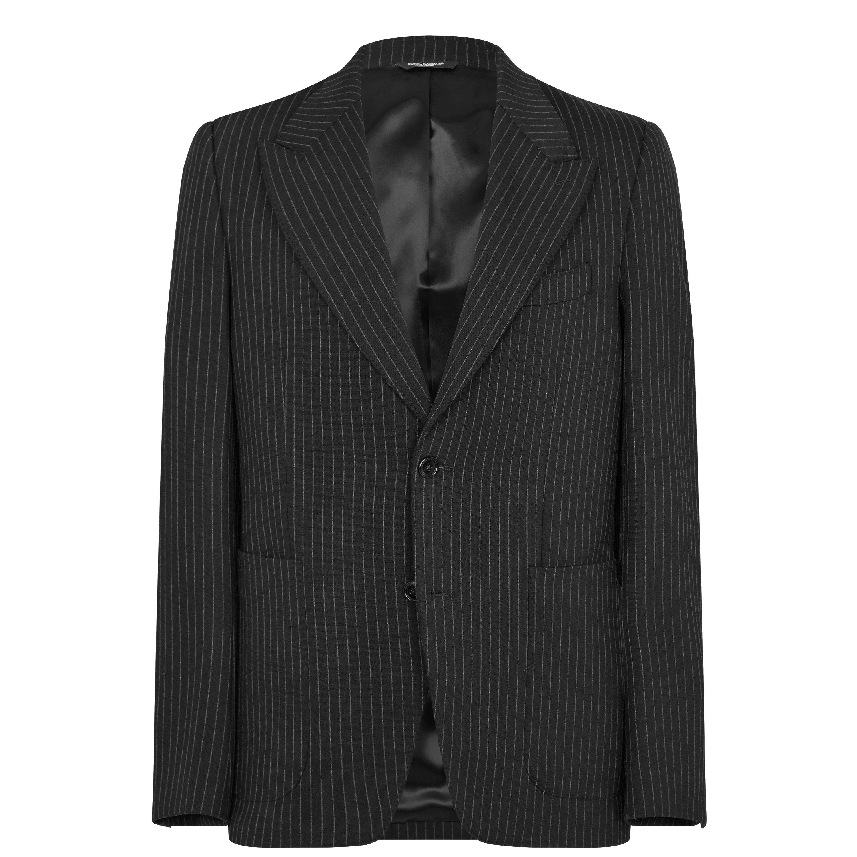 Black S9000 - Dolce and Gabbana - Mens Striped Pinstripe Blazer - 1