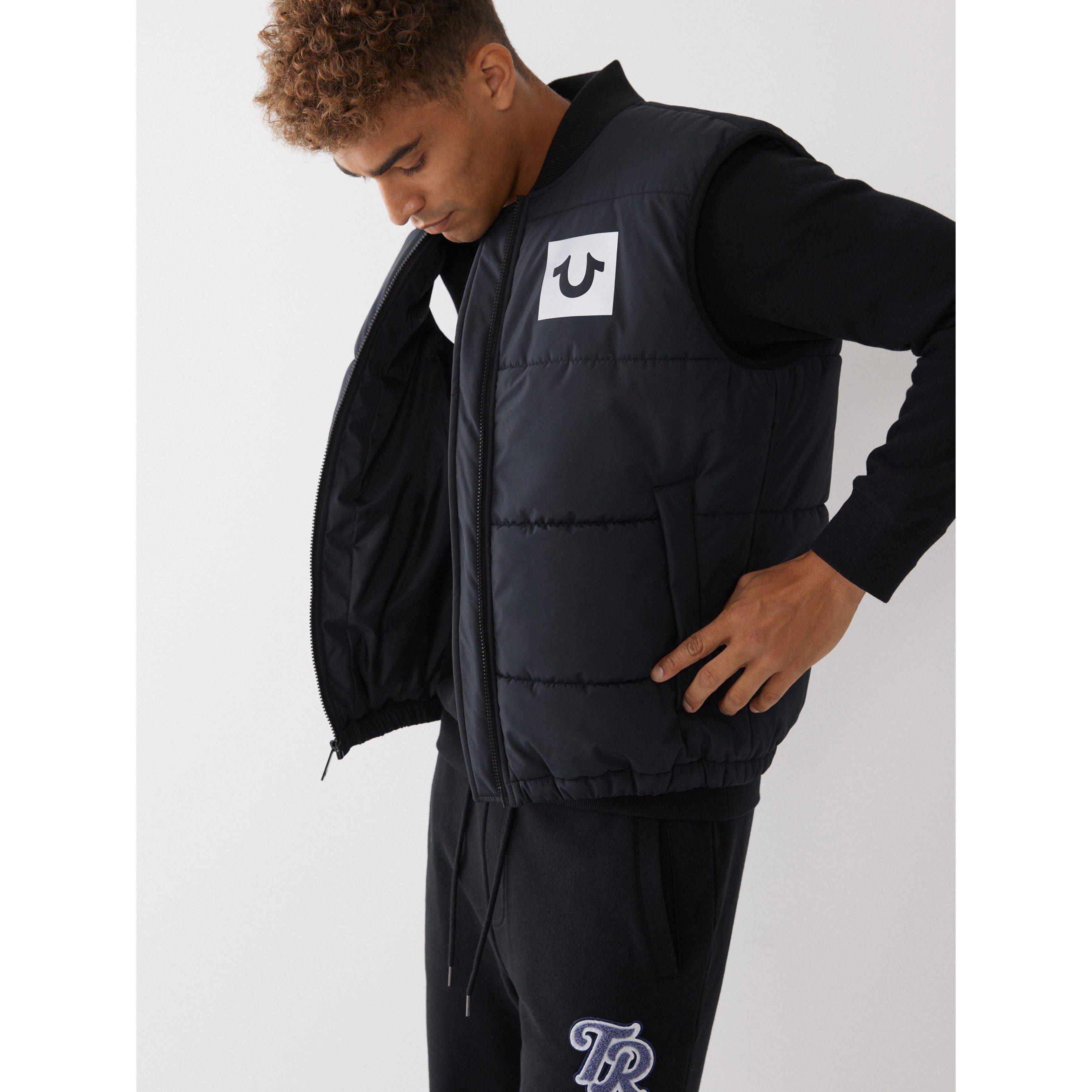 Onyx - True Religion - Men's Logo Puffer Reflective Sleeveless Gilet - 2