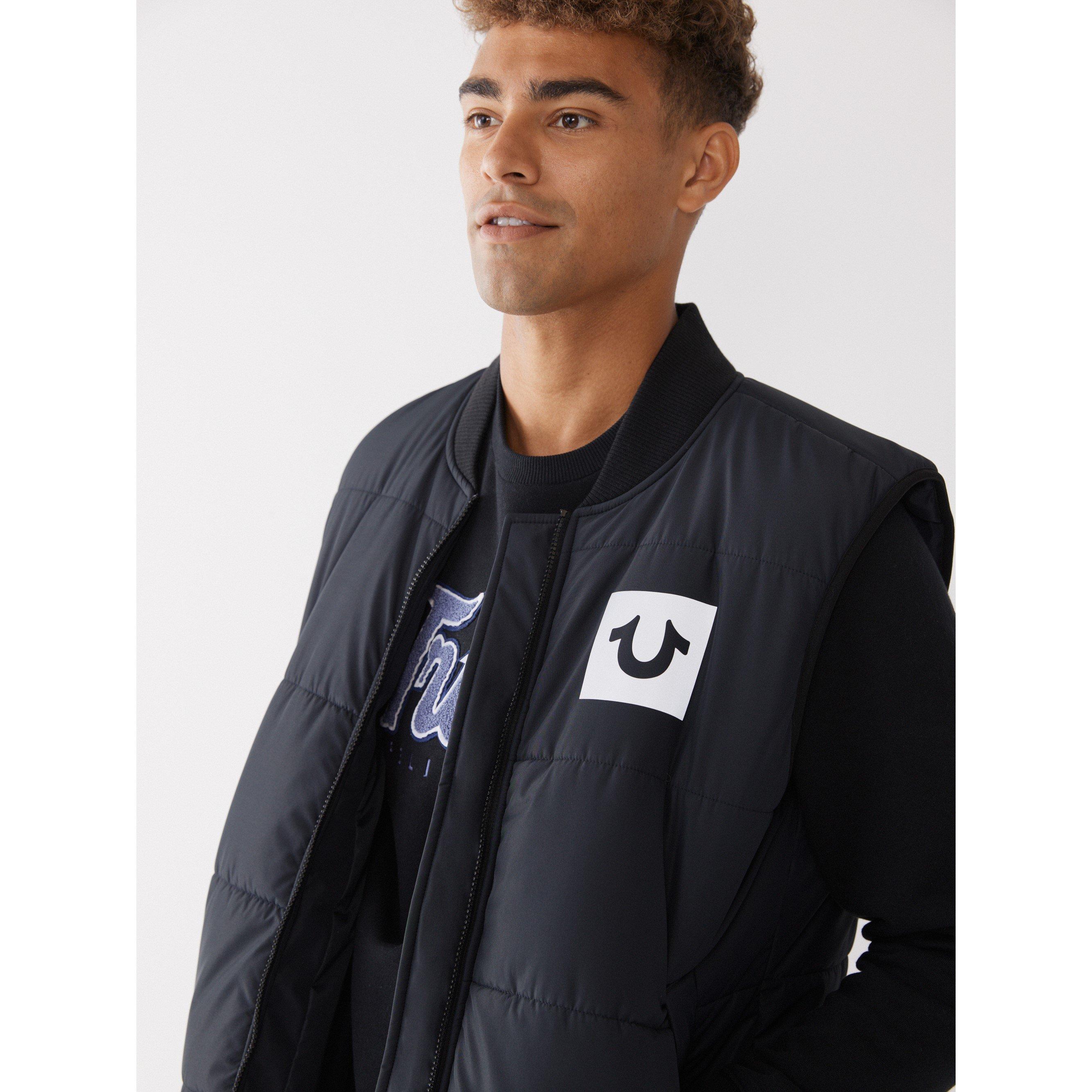 Onyx - True Religion - Men's Logo Puffer Reflective Sleeveless Gilet - 3