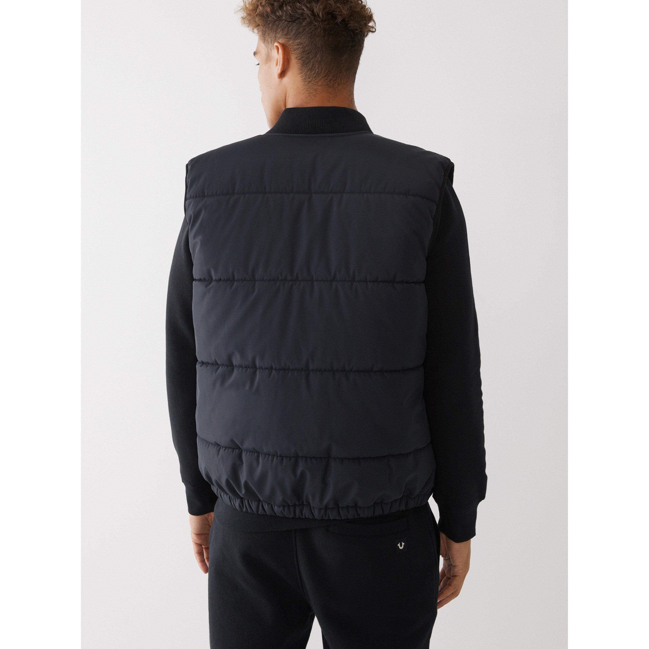 Onyx - True Religion - Men's Logo Puffer Reflective Sleeveless Gilet - 4