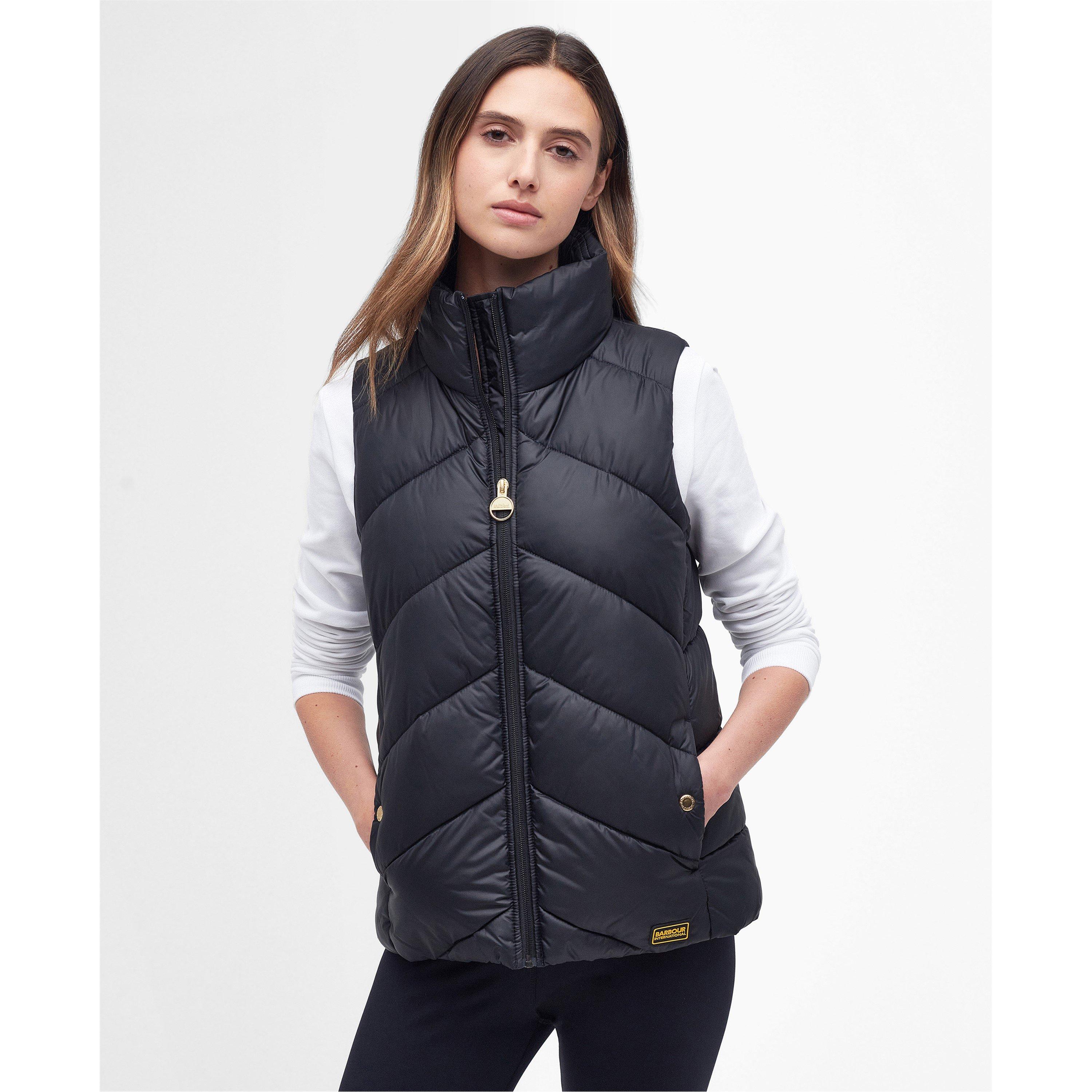 Barbour International Women's Mackney Waxed Sleeveless Funnel Neck Gilet