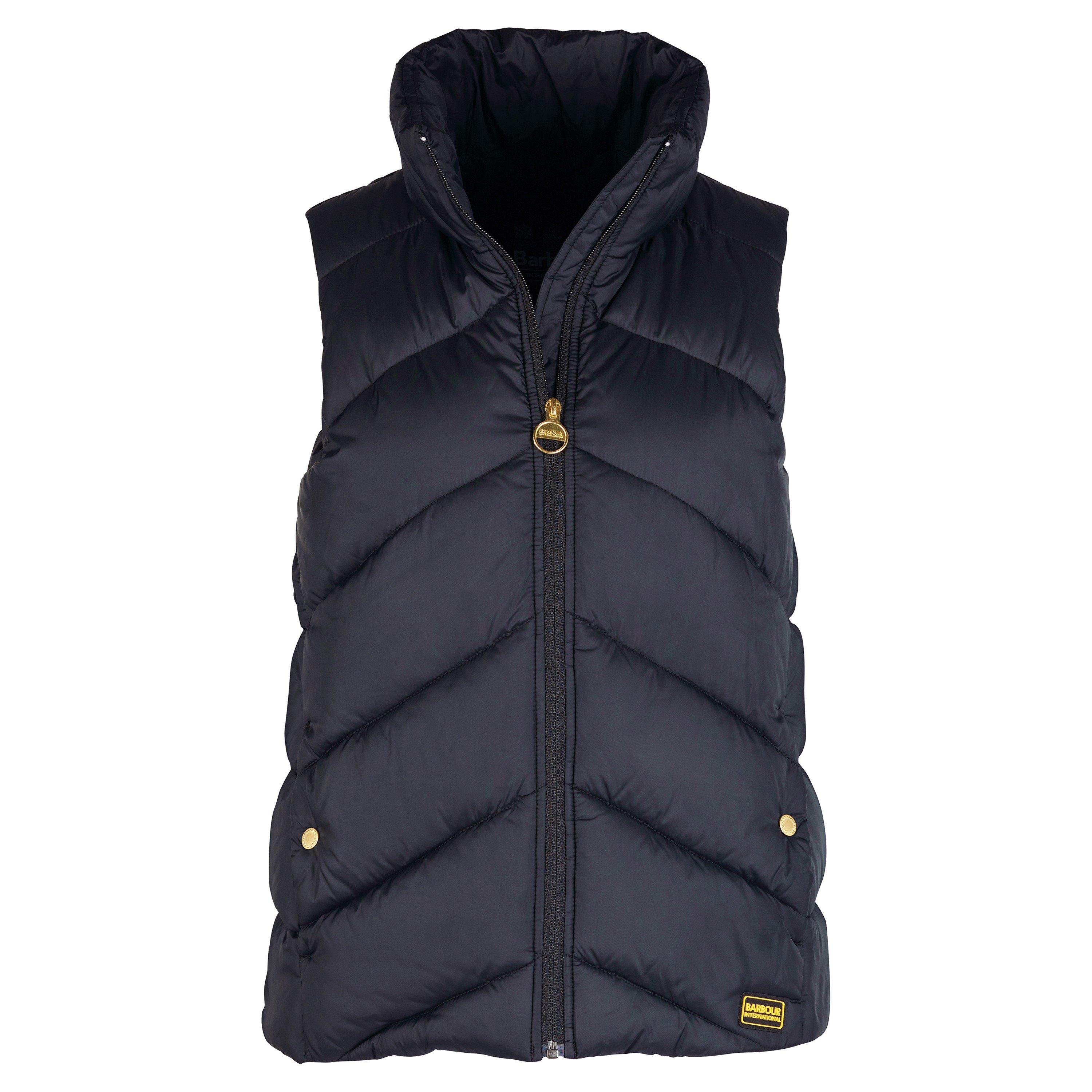 Black - Barbour International - Women's Mackney Waxed Sleeveless Funnel Neck Gilet - 10