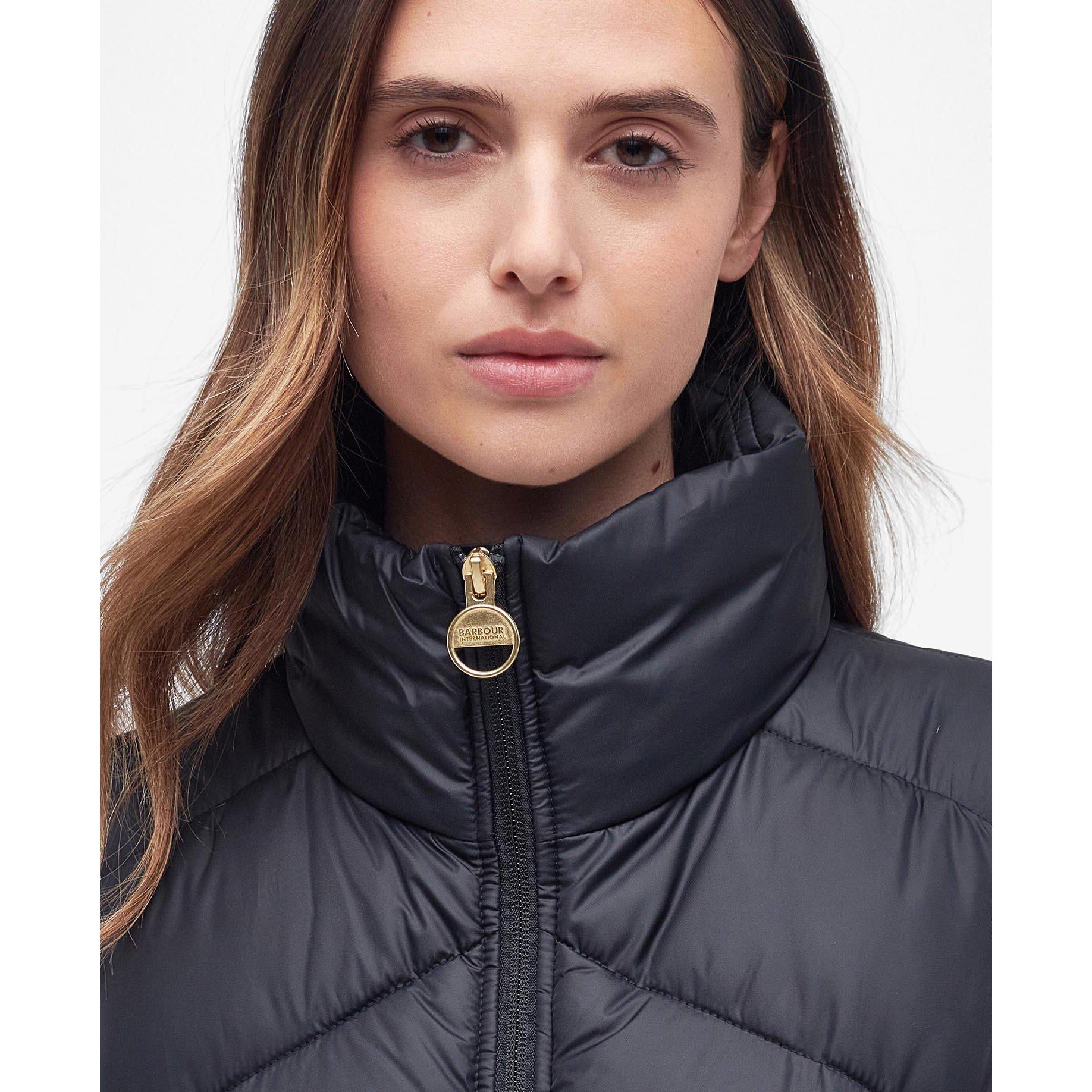 Black - Barbour International - Women's Mackney Waxed Sleeveless Funnel Neck Gilet - 4