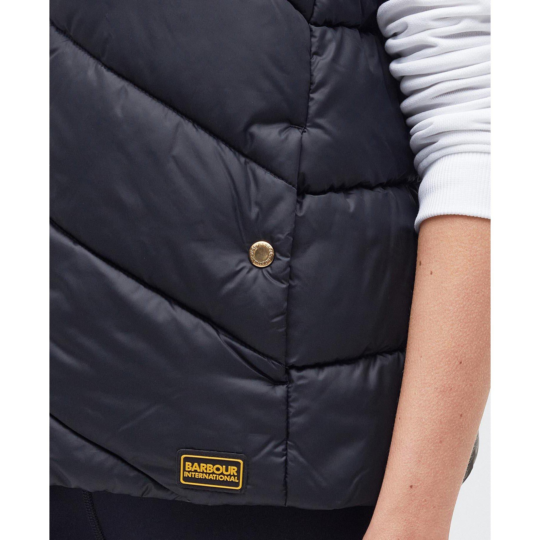 Black - Barbour International - Women's Mackney Waxed Sleeveless Funnel Neck Gilet - 5